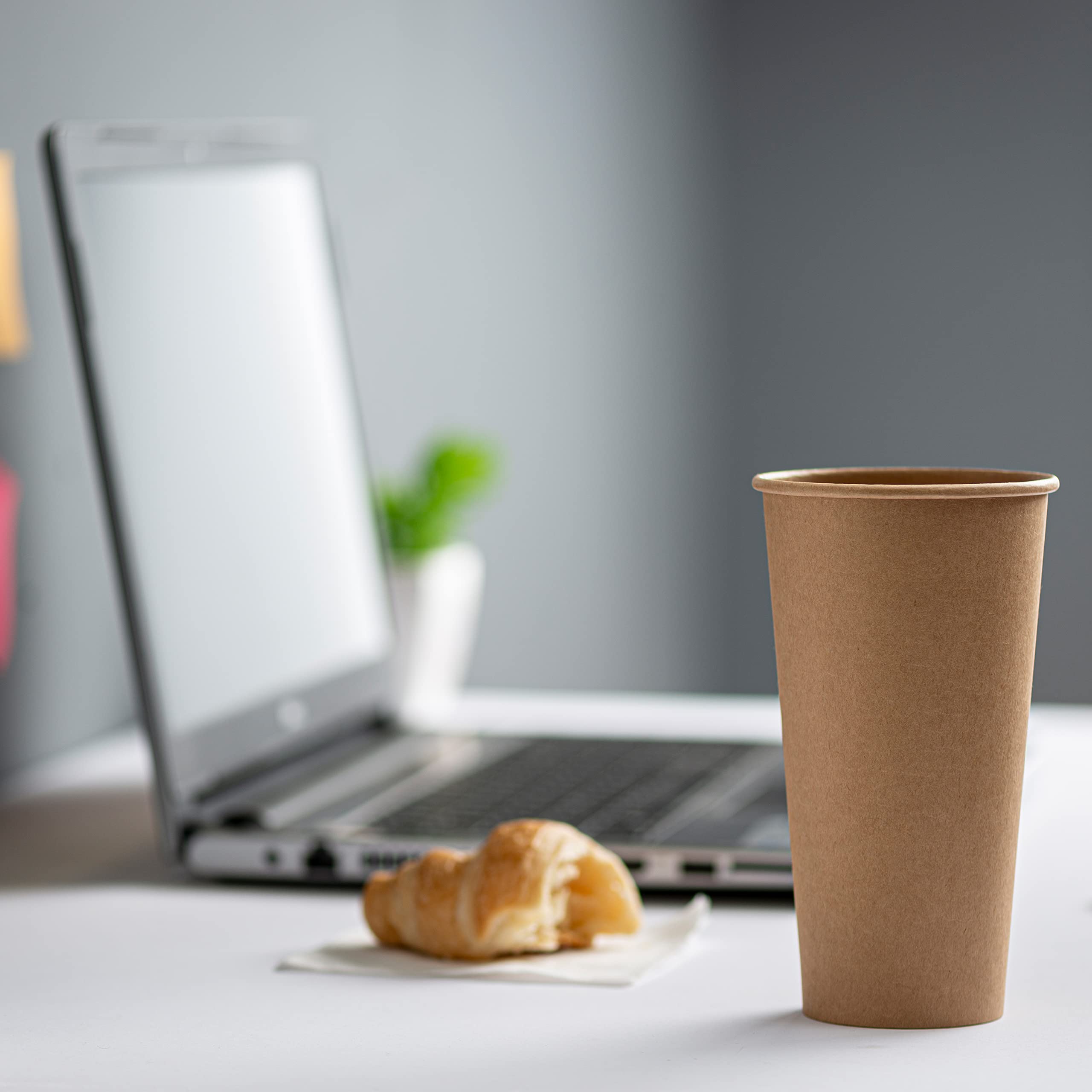 600 Pack 20 oz Brown Kraft Paper Coffee Cups - Eco-Friendly Disposable Hot Drink Cups for Coffee, Tea & Cocoa | Perfect for Offices, Cafés & Home Use