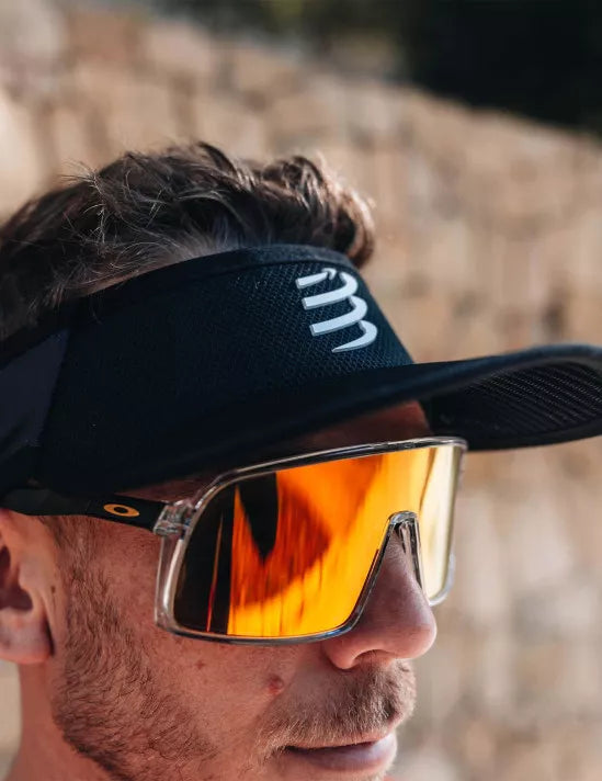 Compressport Spiderweb Ultralight Visor Hat - Black & White for Running, Cycling & Outdoor Sports