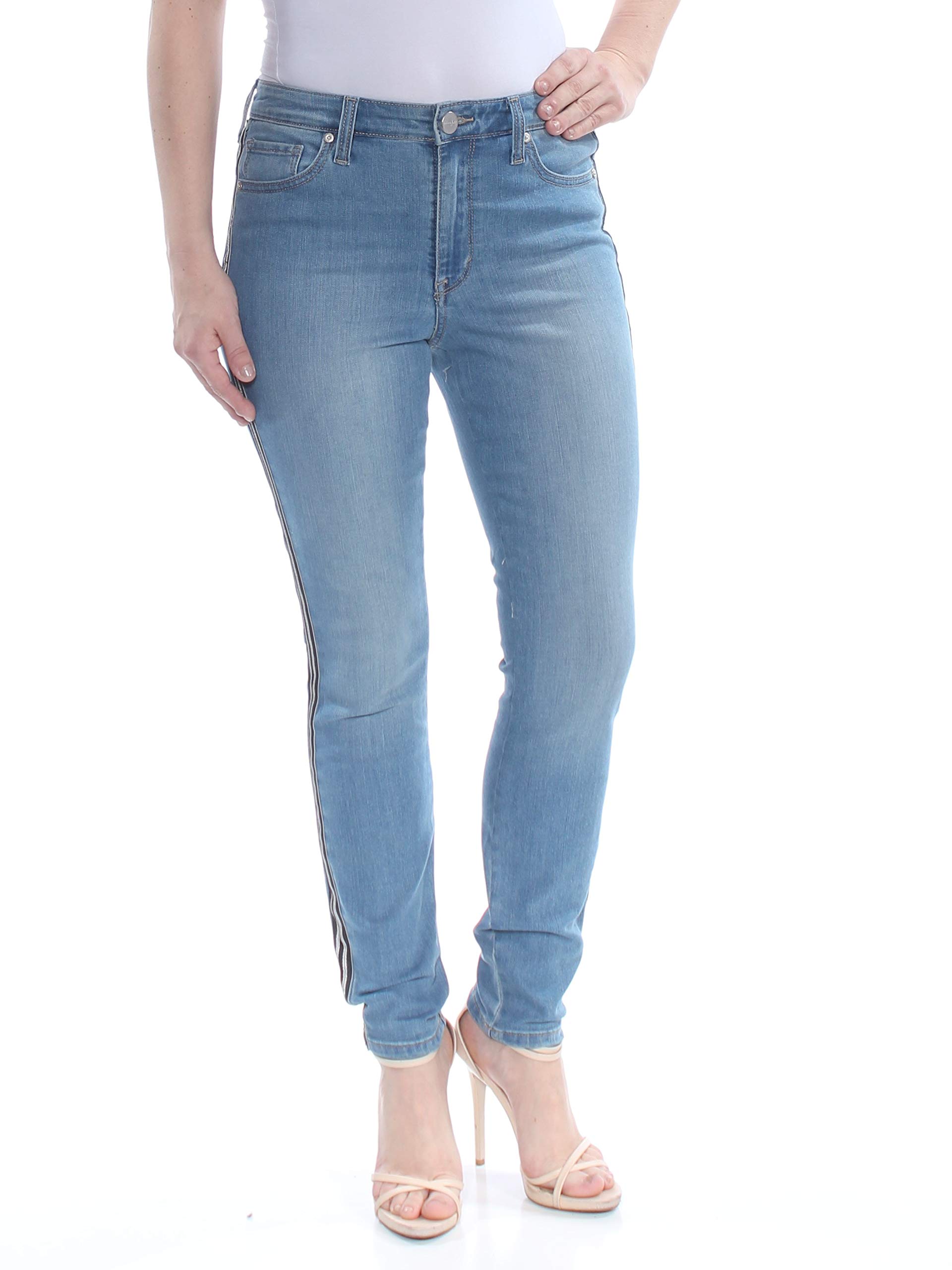 Maison Jules Women's Racing-Stripe Skinny Jeans - Bordeaux Wash Size 4 | Stretch Denim Pants for Casual Wear & Night Out