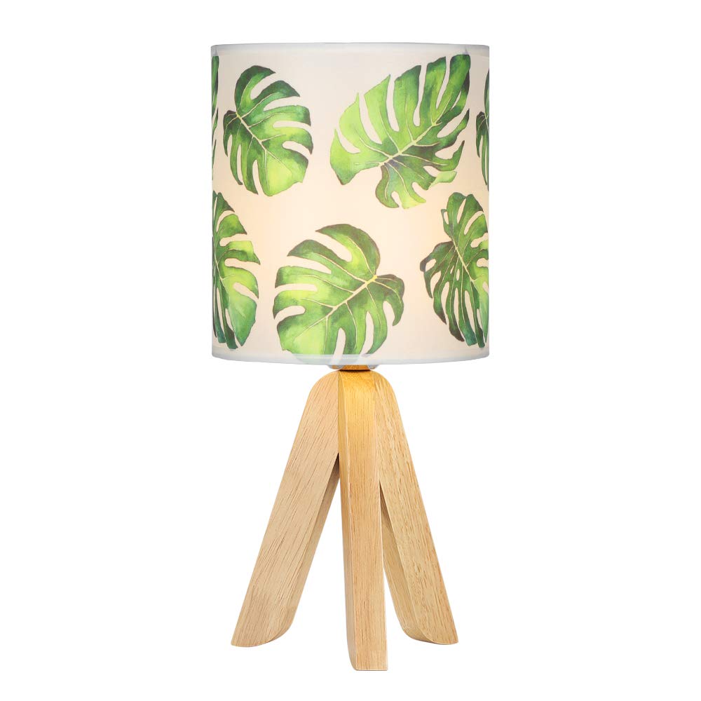 HAITRAL Small Table Lamp - Modern Tripod Nightstand Lamp with Wooden Base & Fabric Shade for Bedroom, Kids Room, Dorm, Office | Perfect Bedside Desk Lighting for Reading, Study & Decor
