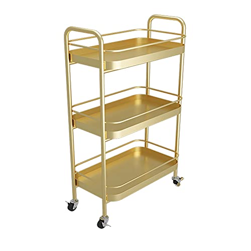 3-Tier Rolling Kitchen Organizer Shelf with Wheels - Adjustable Storage Rack for Dishes, Spices & Condiments - Space-Saving Mobile Shelving Unit for Pantry, Bathroom or Garage Organization (White)