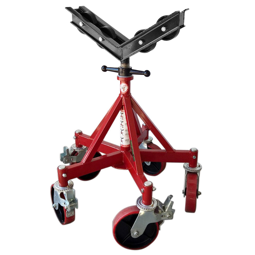 B&B Pipe Tools 3511 Giant 5-Piece Pipe Jack Set with Casters & Rubber Wheels - Heavy-Duty Support for Plumbing, HVAC, and Construction Projects