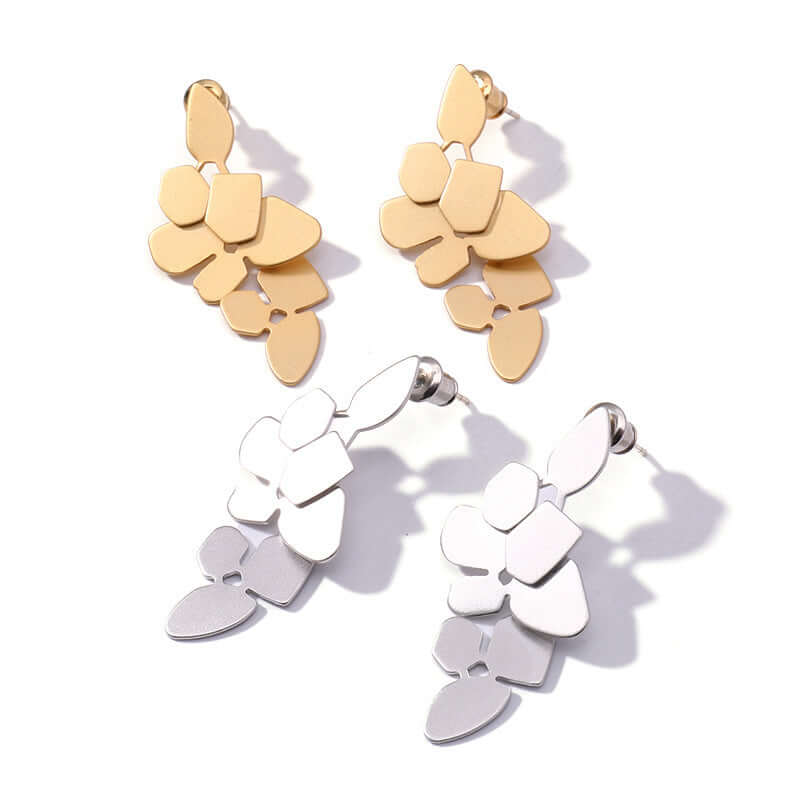 Elegant Large Cascading Metallic Abstract Drop Earrings for Women | Fashion Statement Jewelry for Parties, Weddings & Special Occasions | T44