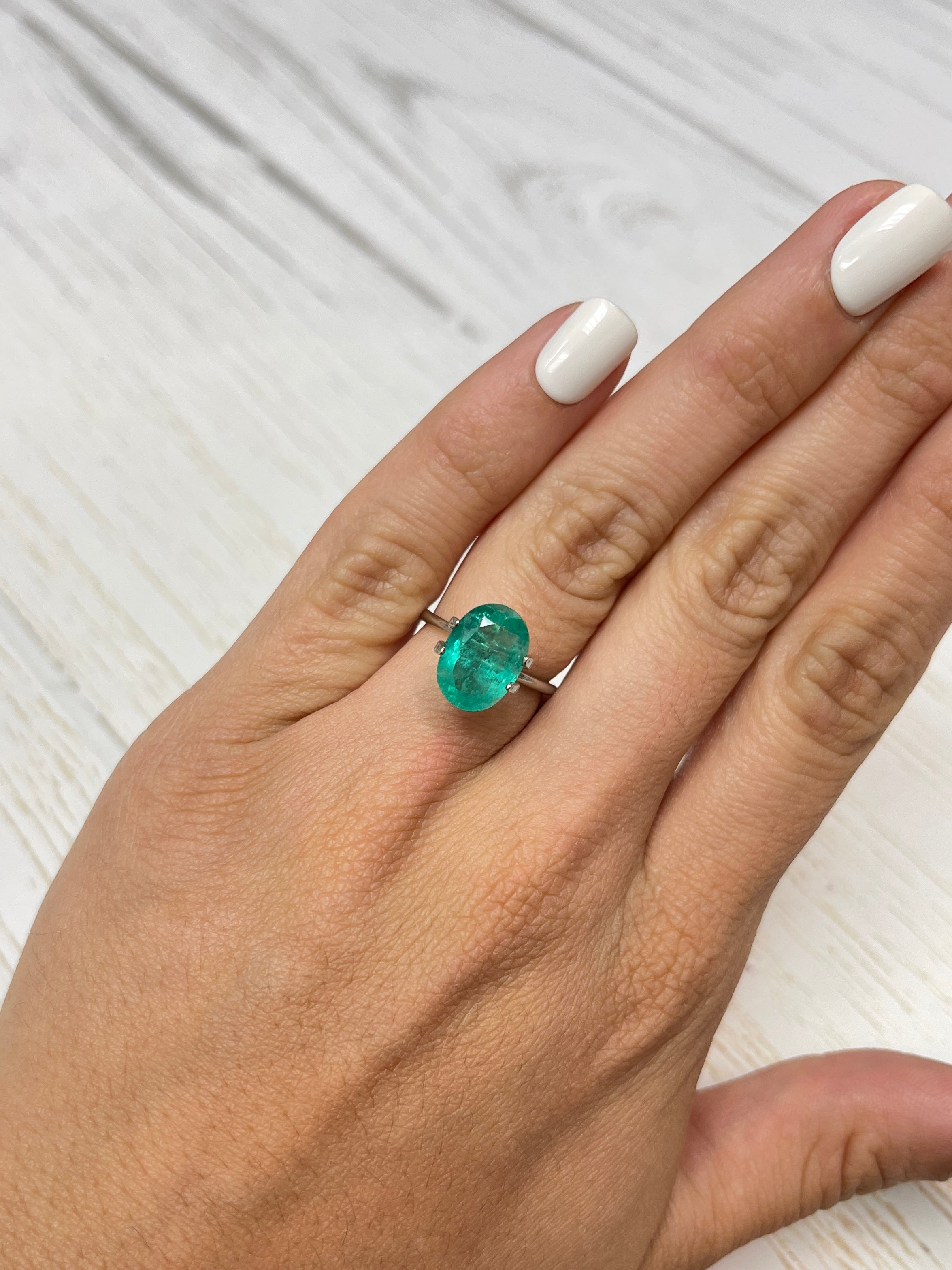 3.85 Carat Deep Bluish Green Natural Loose Colombian Emerald Oval Cut Gemstone for Jewelry Making, Engagement Rings & Luxury Gifts