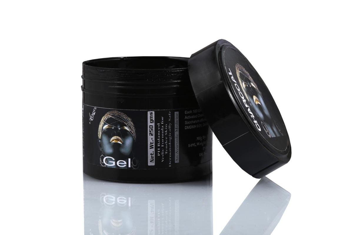 Adidev Herbals Activated Charcoal Skin Lightening Gel - 250g | Brightening & Detoxifying Face Treatment for Dark Spots & Acne | Perfect for Nighttime Skincare Routine