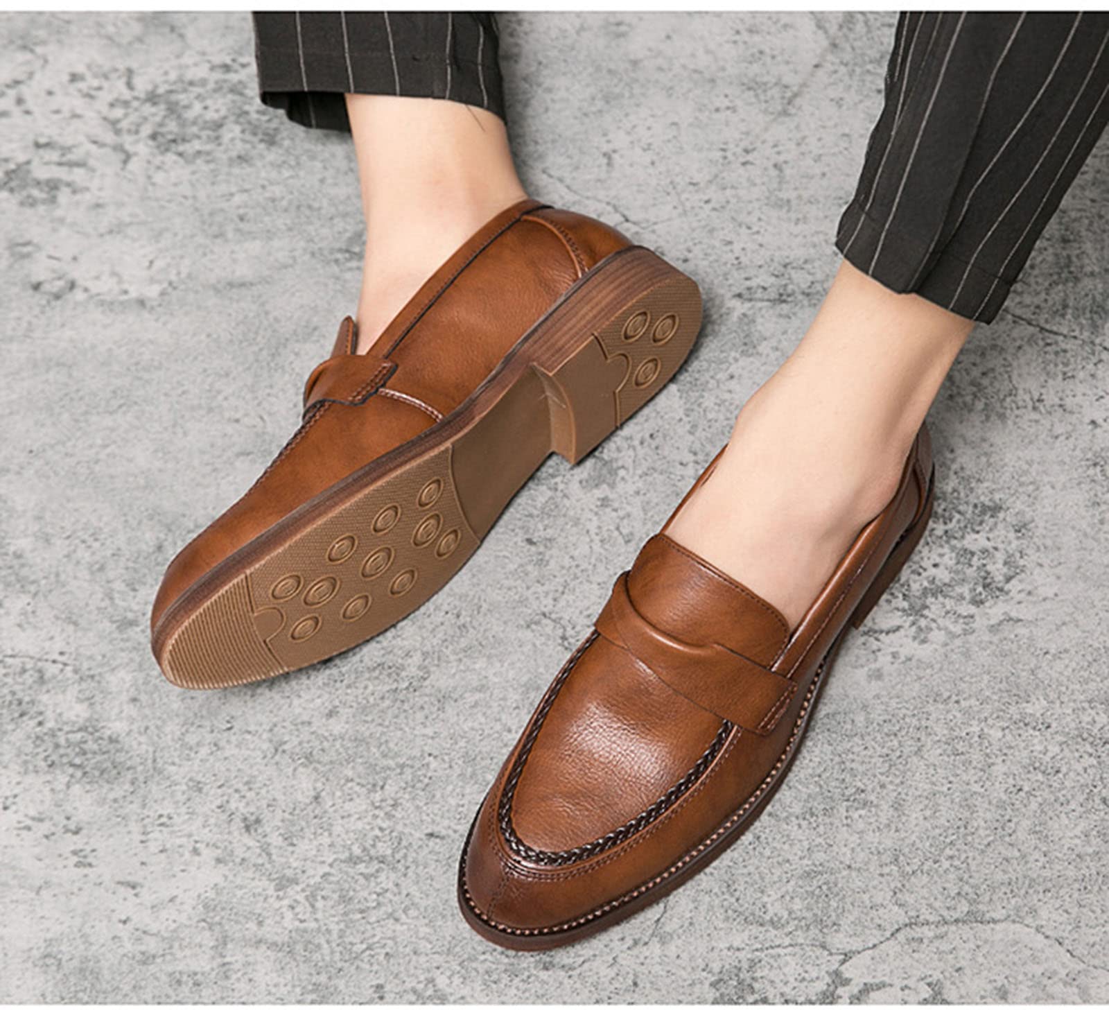 Men's Classic Penny Loafers - British Slip-On Leather Shoes for Business Casual | Comfortable & Stylish Dress Shoes for Office, Travel & Formal Occasions