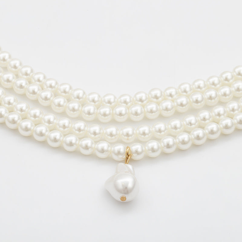 Elegant Geometric Pearl Beaded Multi-Layer Necklace for Women | Trendy Layered Statement Jewelry for Parties, Weddings & Date Nights