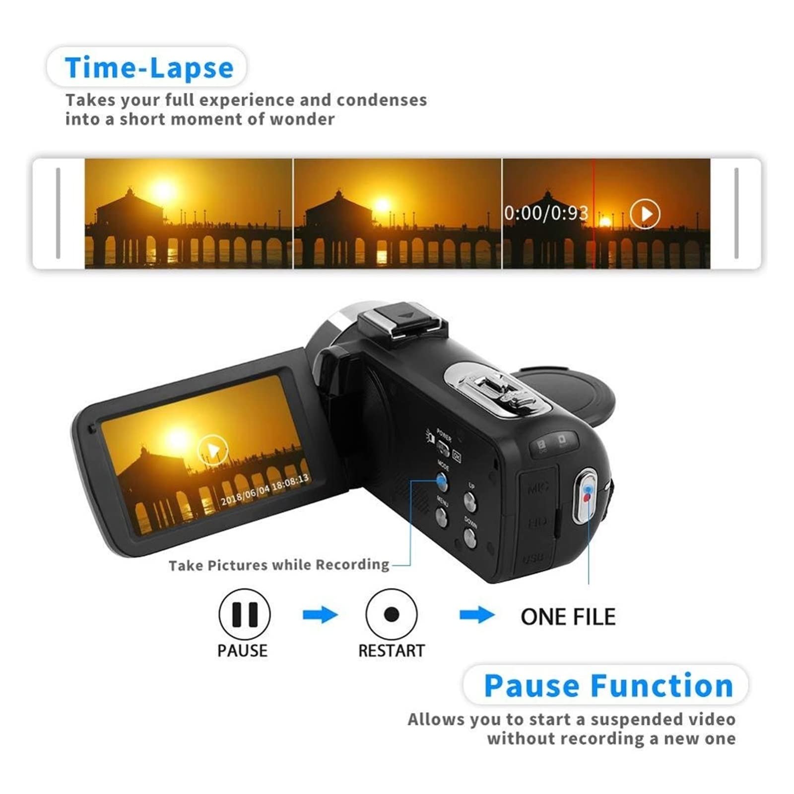 BODORME 4K 56MP Video Camera with Night Vision & 16X Zoom - Perfect for Vlogging & Live Streaming