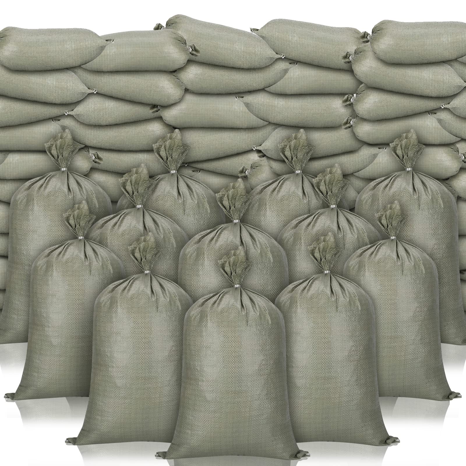 300-Piece Heavy Duty Empty Woven Polypropylene Sand Bags with Ties - 14