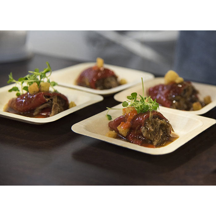 FOH Servewise 50-Pack Disposable Square Plates 4.5 Inch - Perfect for Parties, Picnics, BBQs & Catering Events