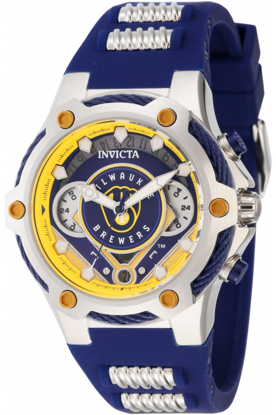 Invicta MLB Milwaukee Brewers Women's Watch - 40mm Blue Stainless Steel Sport Watch (Model 43529) | Perfect for Baseball Fans, Game Day Outfits & Casual Wear