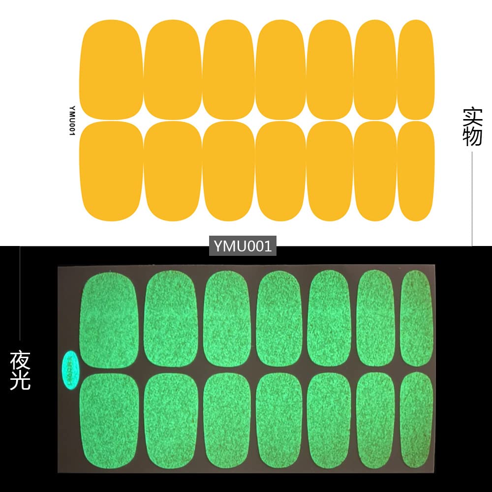 12 Sheets Glow in The Dark Nail Polish Strips - Self-Adhesive Gel Nail Stickers with Nail File, Full Nail Wraps for Women, Perfect for Parties, Night Events & Nail Art Designs