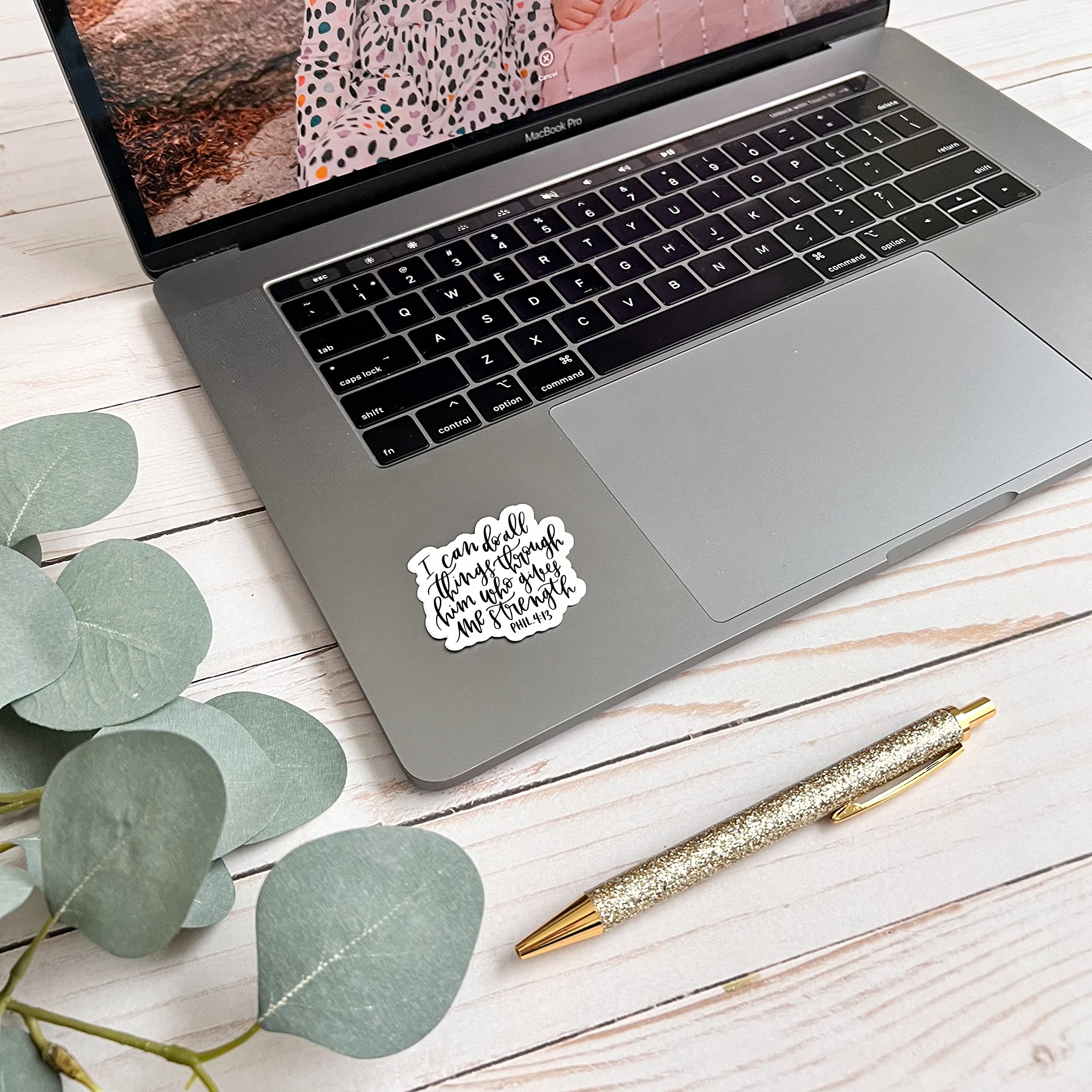 Philippians 4:13 Christian Bible Verse Sticker - Waterproof Vinyl Decal for Laptop, Hydro Flask, Bible, Journal - Inspirational Religious Faith Stickers for Prayer & Strength - Perfect for Daily Devotion, Church Gifts & Spiritual Encouragement