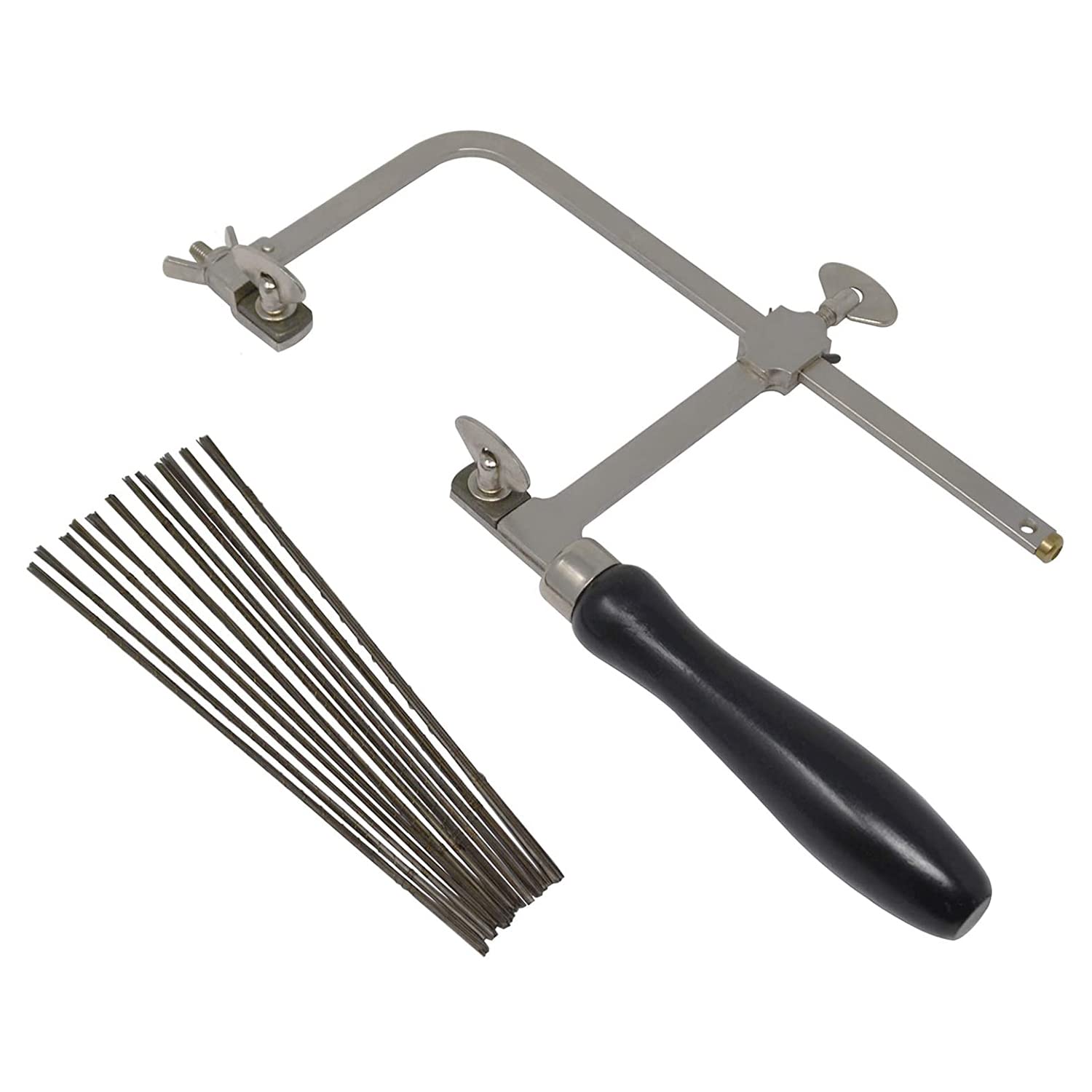 German Style Jewelers Saw Frame with 144 Assorted Saw Blades - Precision Metal & Wood Cutting for Jewelry Making, Crafts, and DIY Projects