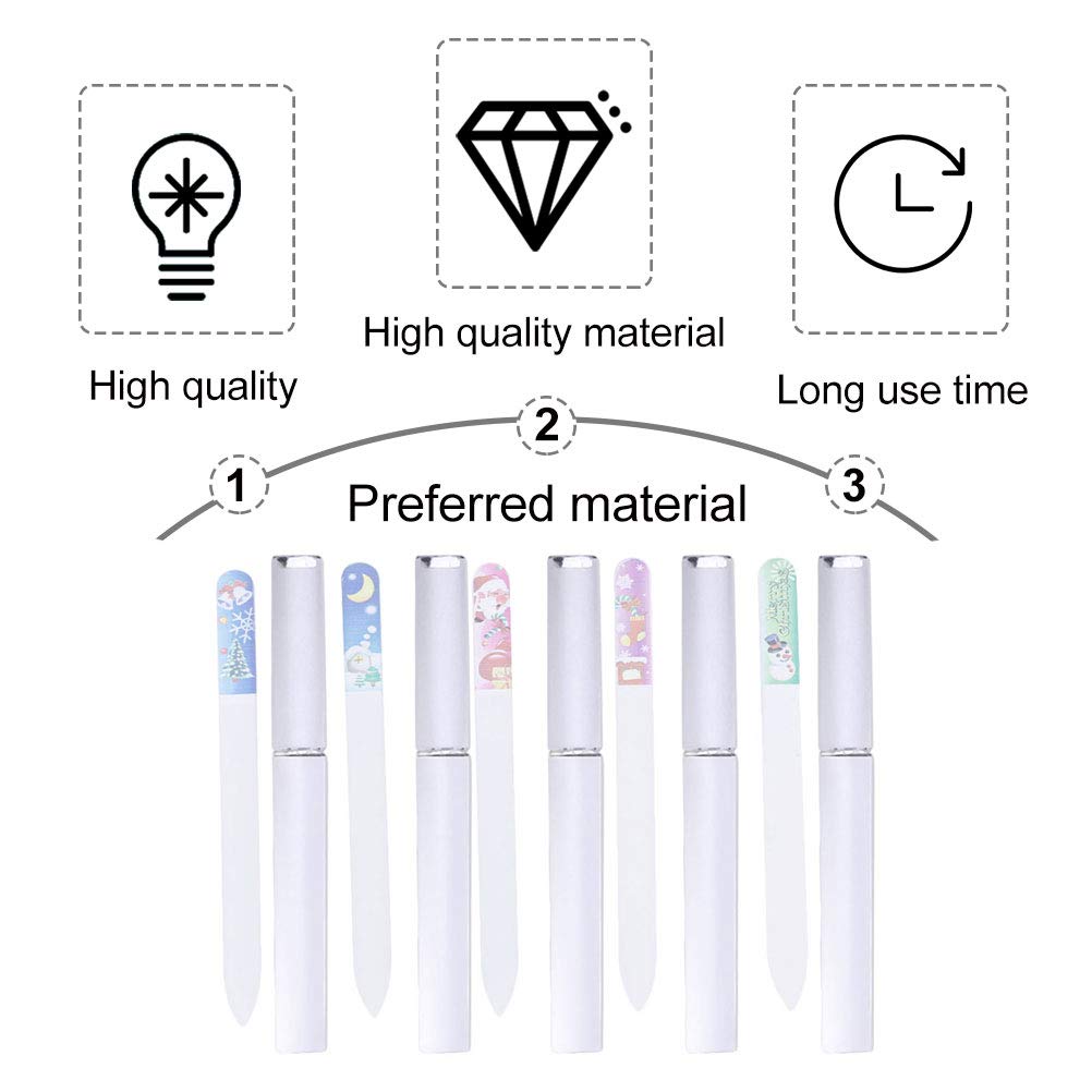 10-Pack Professional Glass Nail Files - Emery Board & Stained Glass Nail Shining File for Natural Nails Care - Perfect Manicure/Pedicure Tools Set - Great Gift for Christmas, Birthday & DIY Nail Salon Use