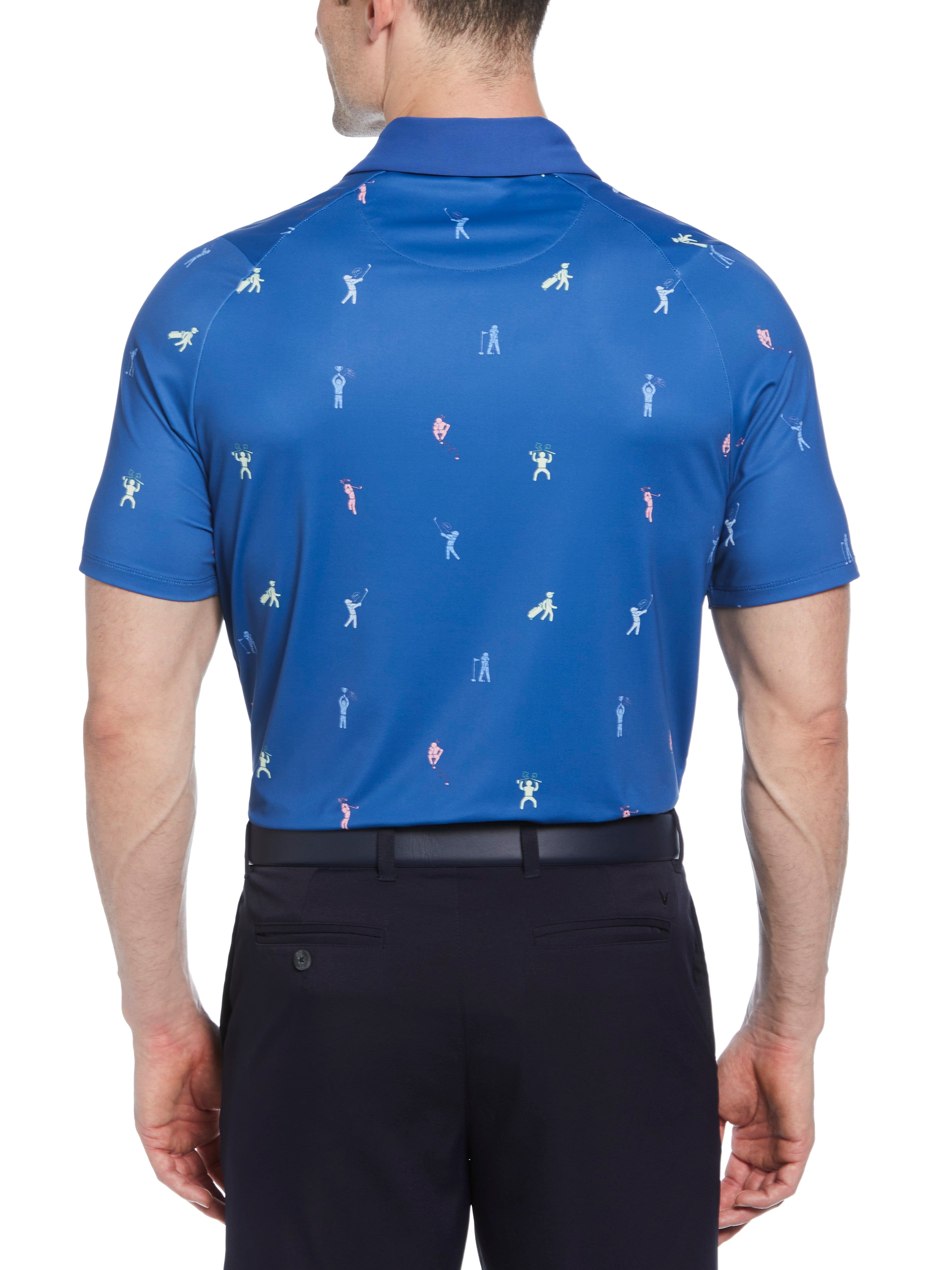 Men's Time Lapse Print Polo Shirt - Stylish Casual Short Sleeve Button Down Top for Work, Golf & Outdoor Activities