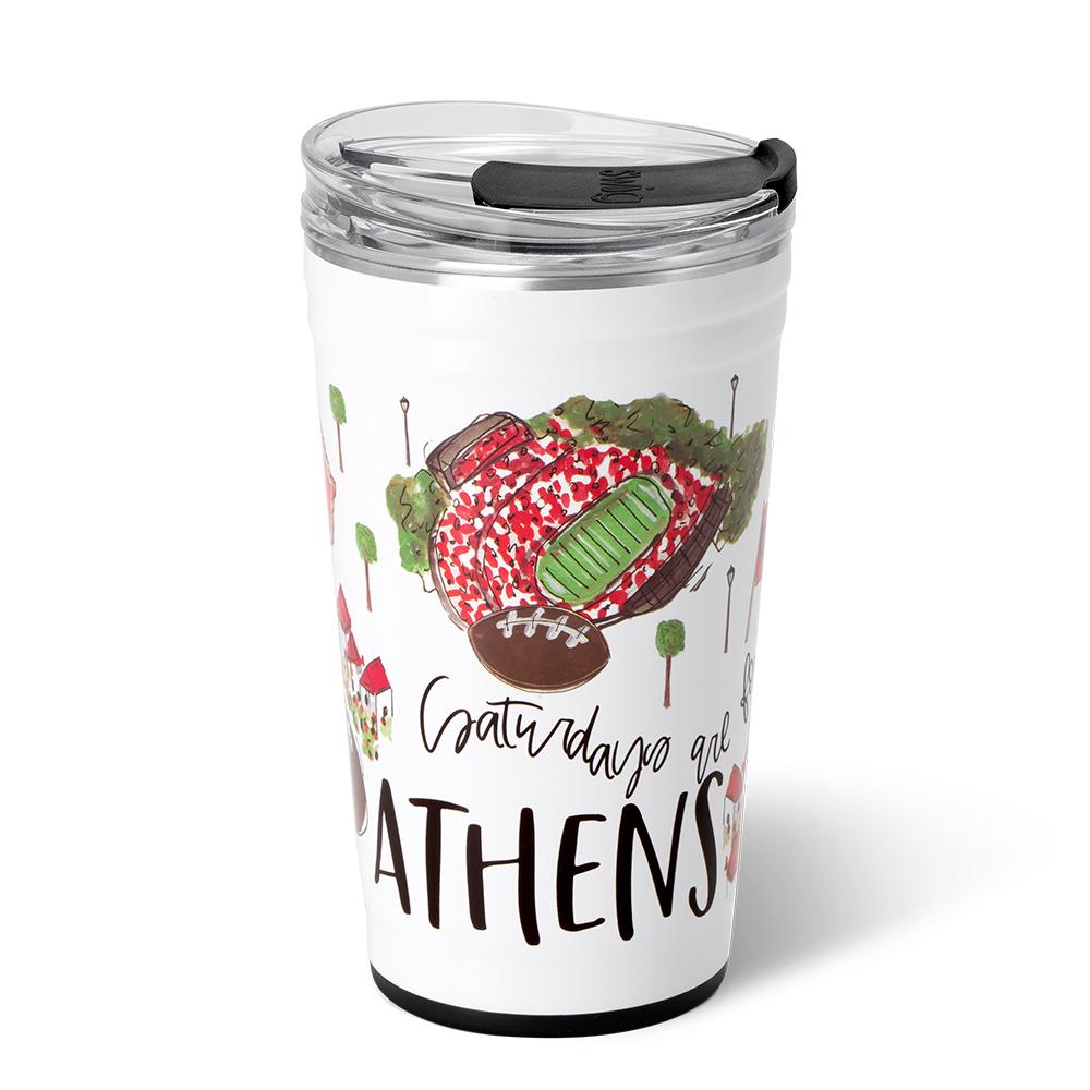 24oz Saturdays in Athens Party Cup - Insulated Stainless Steel Tumbler for Beer, Cocktails & Iced Coffee - Perfect for Beach, Pool & Tailgating Parties