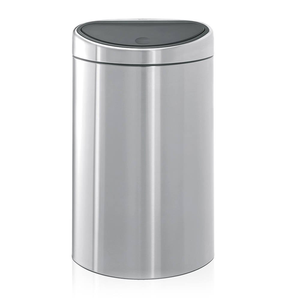 Brabantia Recycling Twin Touch Bin with Plastic Buckets - 10L & 23L Matt Steel Trash Can for Kitchen, Bathroom & Office Waste Separation