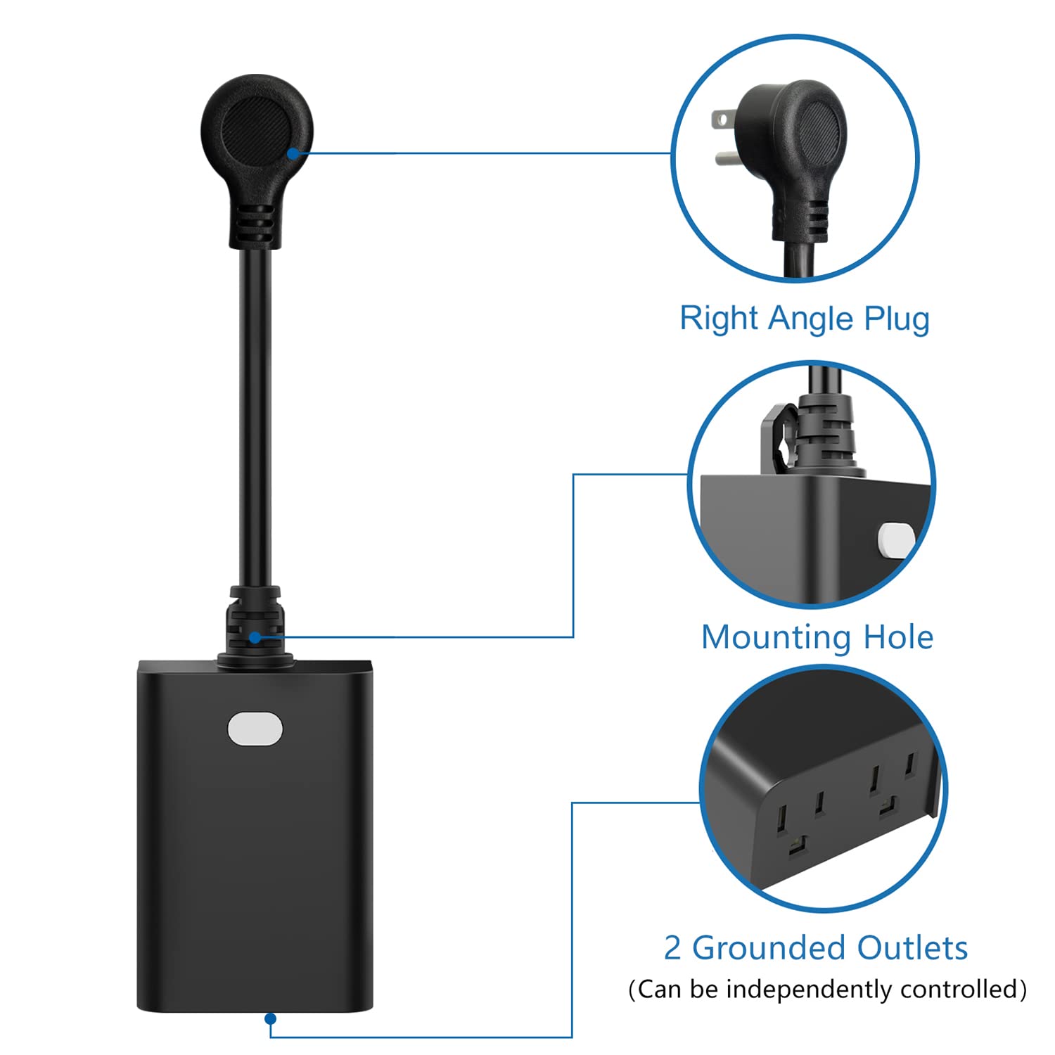 New Outdoor Smart Plug with Dual Outlets - 2.4G WiFi, Alexa & Google Home Compatible, IP65 Waterproof, ETL FCC Certified (125V 15A) - Perfect for Patio Lights, Pool Pumps & Holiday Decorations