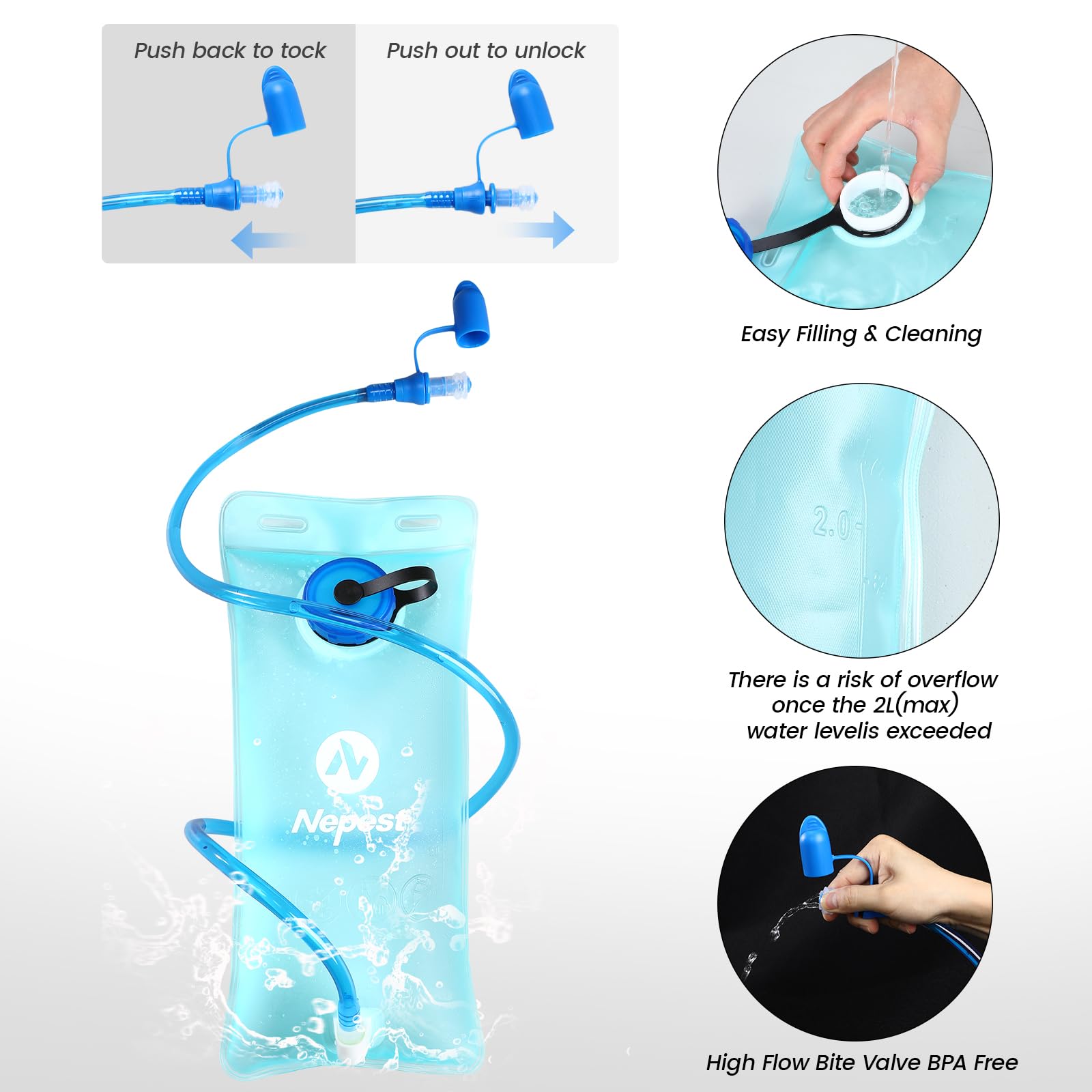 Lightweight Hydration Pack Backpack with 2L Water Bladder - Perfect for Hiking, Cycling, Running & Outdoor Activities | Unisex Design for Men & Women