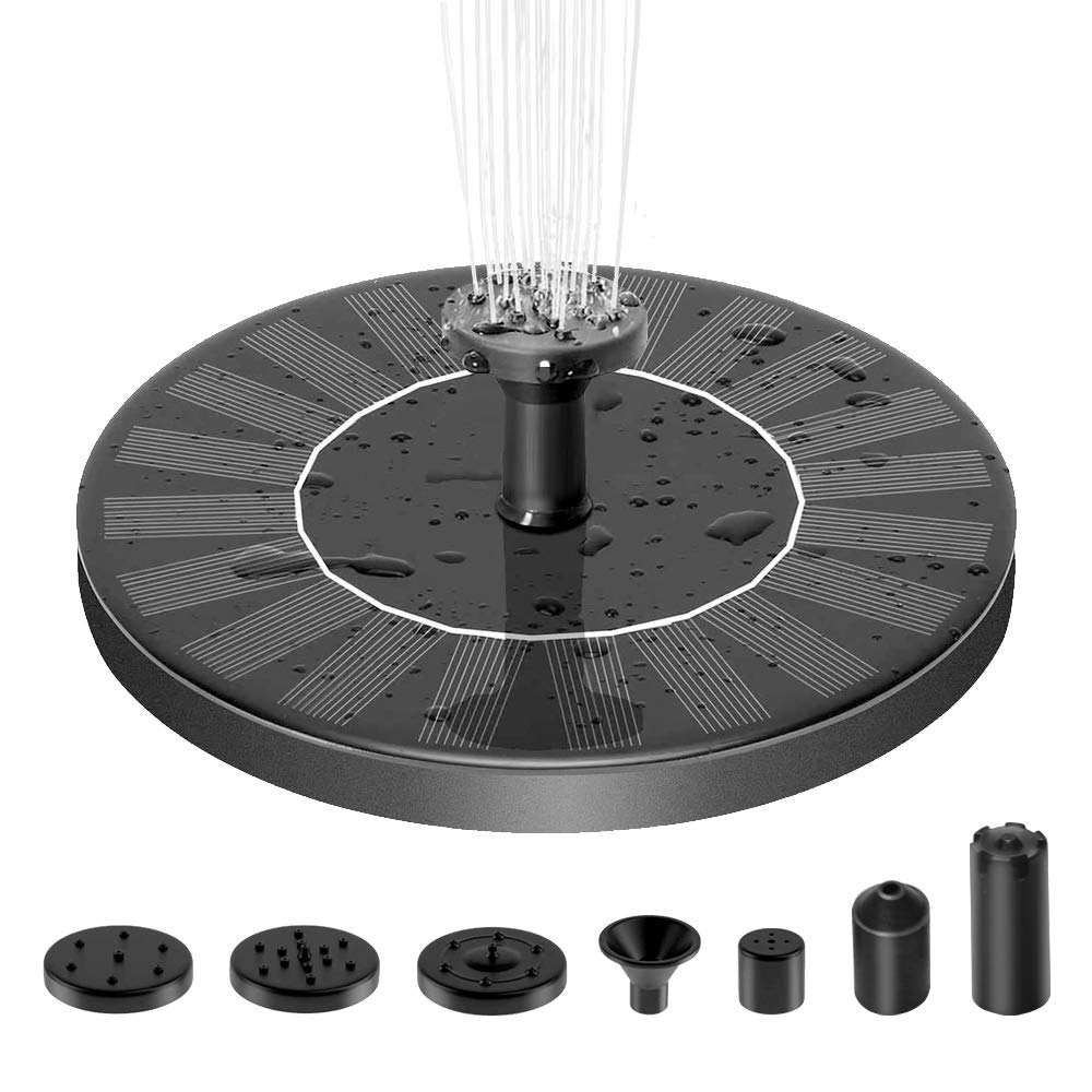Solar Powered Fountain Pump for Bird Bath - 1.4W Water Pump with 6 Nozzles - Outdoor Solar Fountain for Garden, Pond, Pool & Birdbath - Perfect for Backyard Decor & Wildlife Attraction