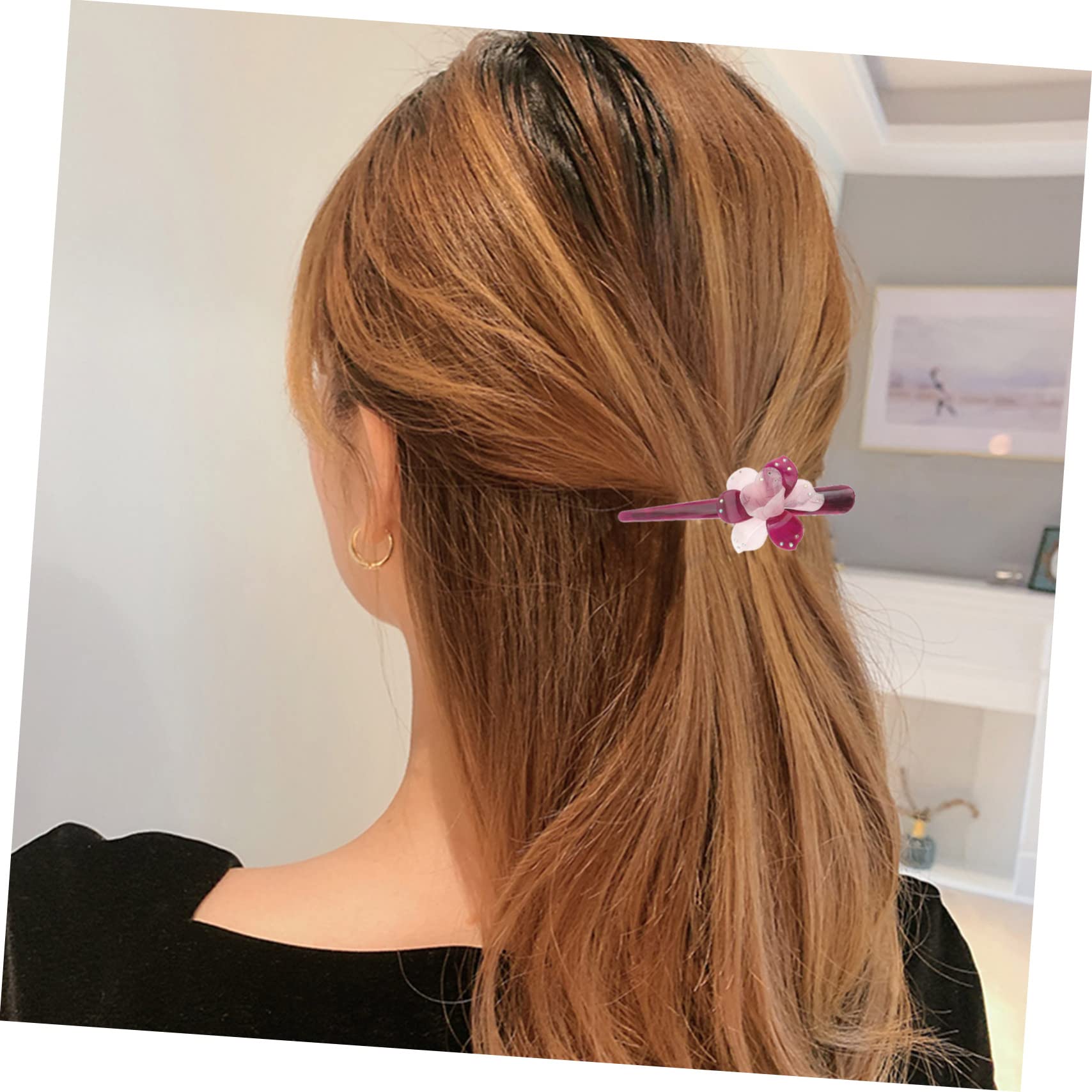 KALLORY 2pcs Daisy Hair Clips - French Style Plastic Flower Hair Barrettes for Women, Girls | Floral Hair Accessories for Weddings, Parties & Everyday Wear