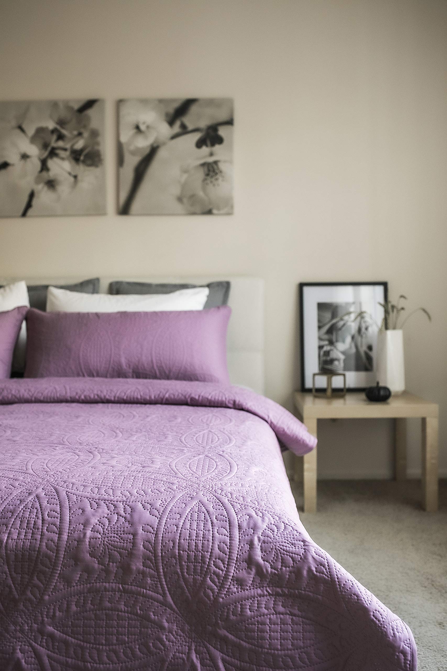Mezzati Purple Jasper Quilt Set - King/Cal King - Brushed Microfiber Bedding for Luxurious Comfort