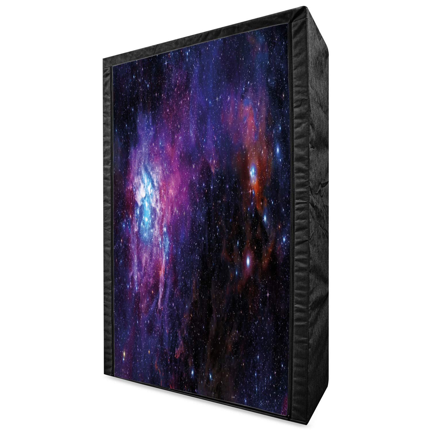 Ambesonne Galaxy Portable Fabric Wardrobe - Starry Night Nebula Space Print Closet Organizer with Shelves, 42.5