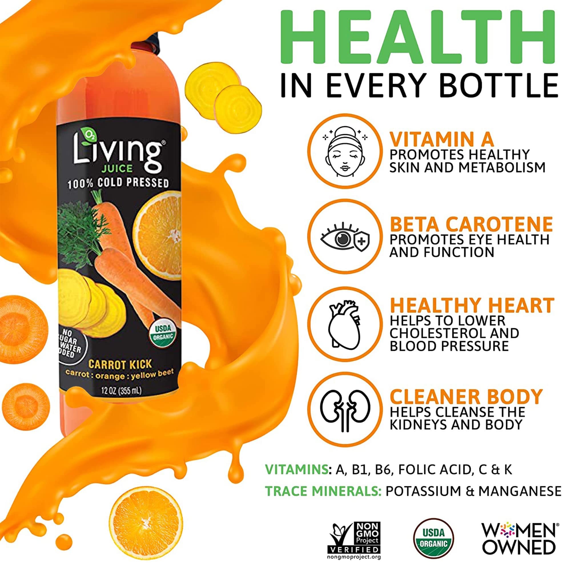 O2 Living 10-Pack Variety 12oz Cold Pressed Juice - Low-Calorie Detox Cleanse Drink with Fresh Fruit & Vegetable Blend | Non-GMO, Immunity Booster, Vitamin-Rich Beverage | Perfect for Post-Workout Recovery, Morning Energy Boost & Healthy Lifestyle