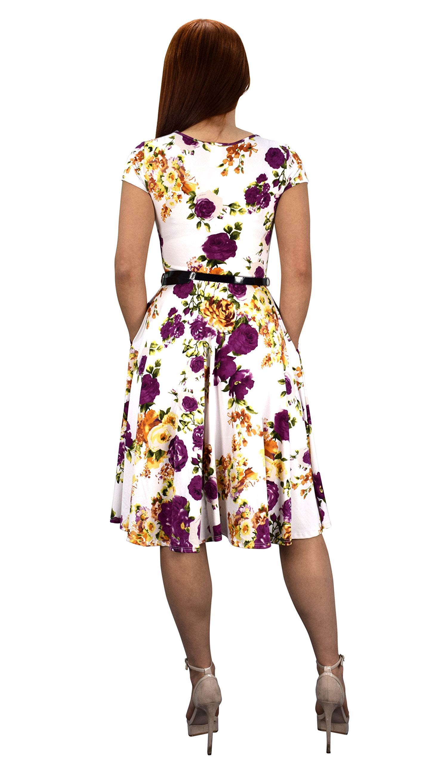 Vintage 1950s Style Women's Waist Belt Flare Swing Dress - Retro Pin-Up Fashion for Parties, Weddings & Special Occasions