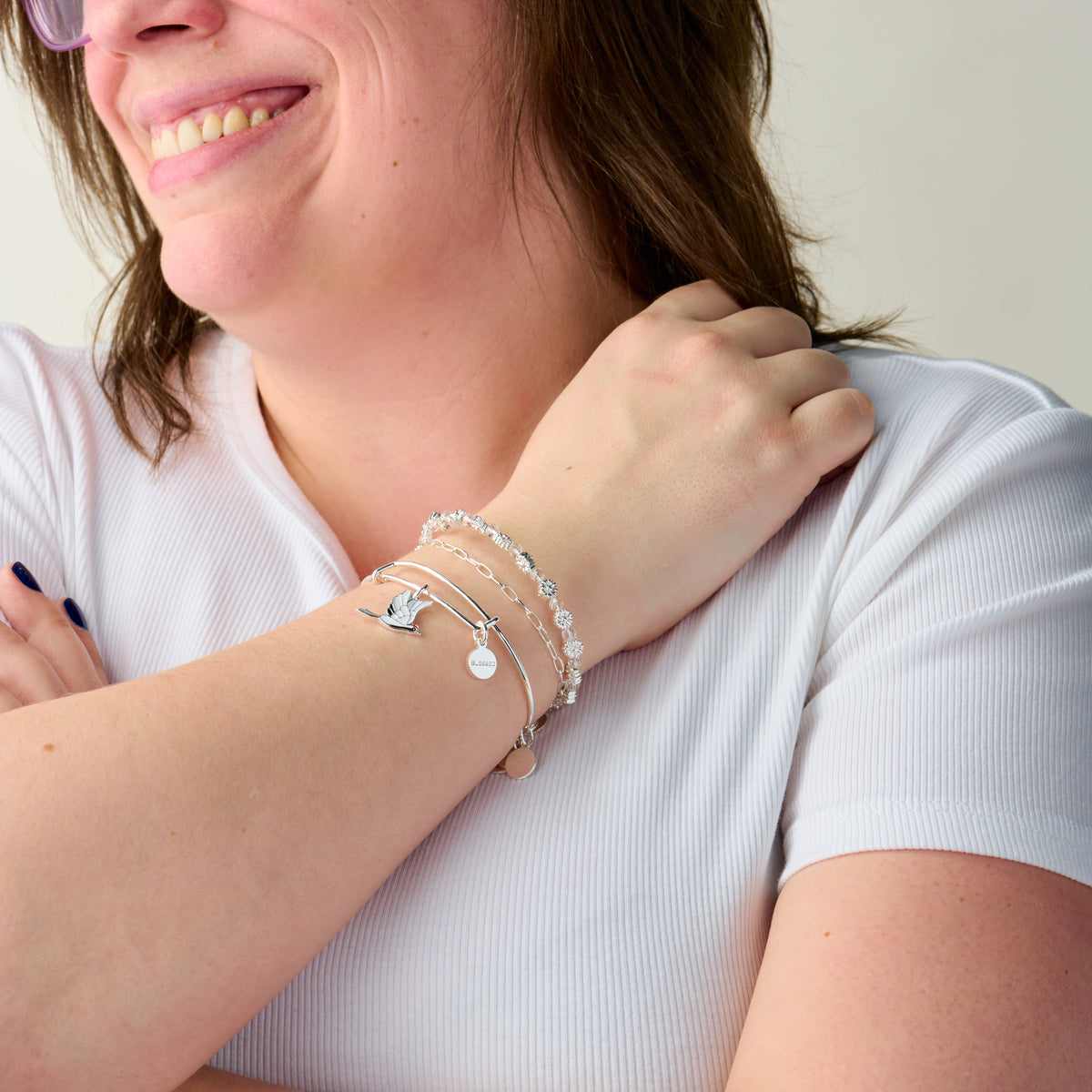 Blessed Crane Duo Charm Bangle Bracelet - Elegant Japanese-Inspired Jewelry for Women - Perfect for Gifts, Weddings & Special Occasions