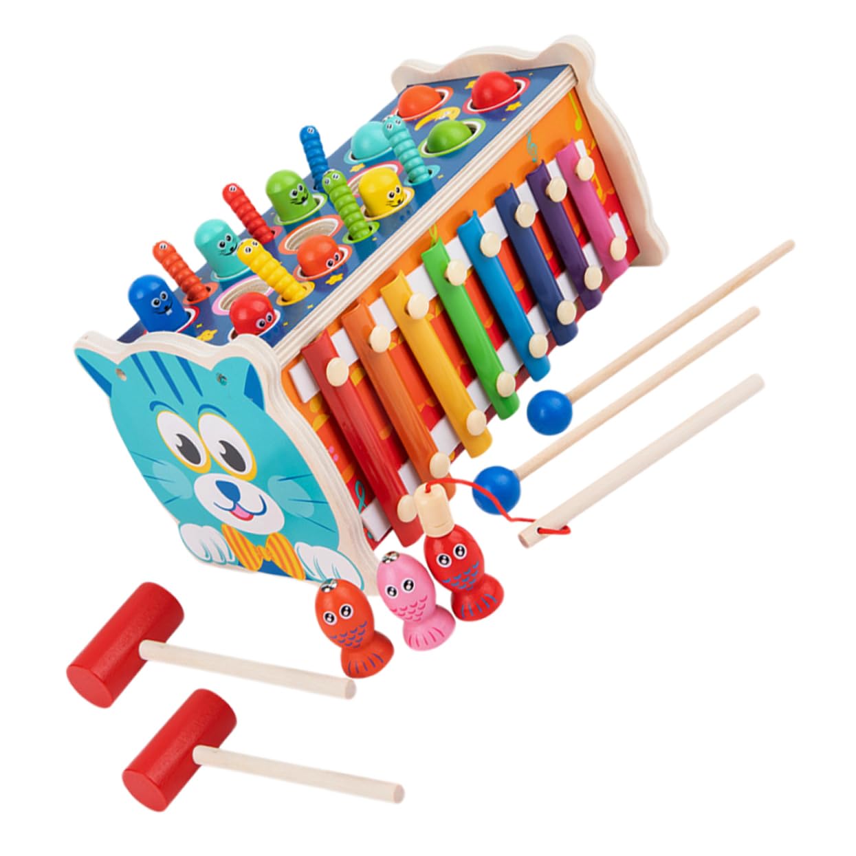 **Abaodam Wooden Montessori Baby Toy Set - Early Learning Educational Musical Puzzle & Pounding Gopher Game for Toddlers & Preschool Kids - Perfect for Home, Classroom & Daycare Playtime**