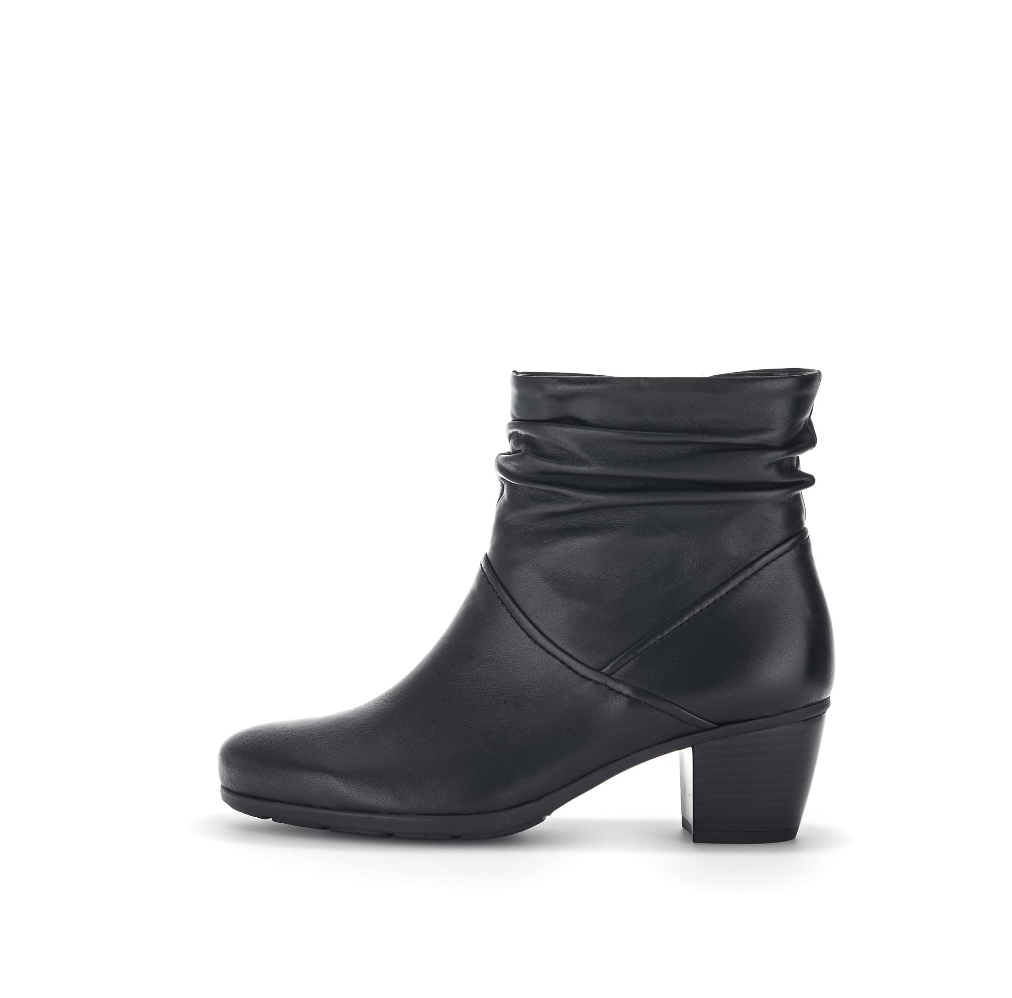 Gabor Women's Ankle Boots - Black Leather Low Booties with Zipper & Removable Insole | EU 41 / UK 7.5 | Comfortable Casual & Office Shoes for Women | Perfect for Work, Dating & Everyday Wear