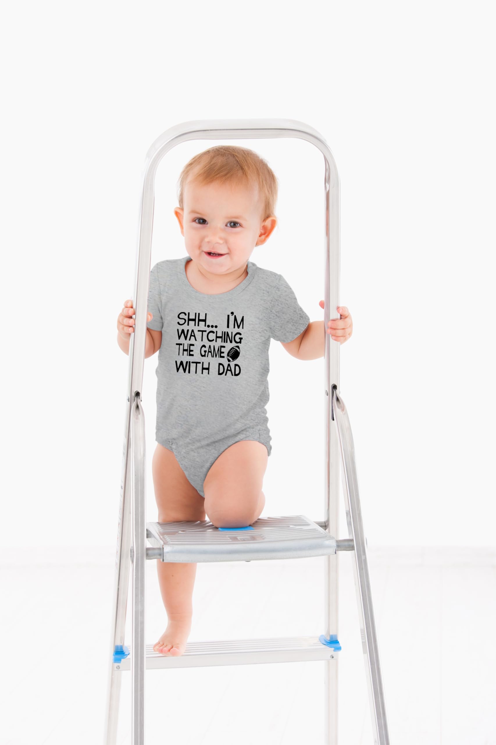 Funny Baby Bodysuit for Boys - 'Shh... I'm Watching The Game With Dad' Cute Infant Romper | Perfect for Game Day, Father-Son Bonding & Family Photos
