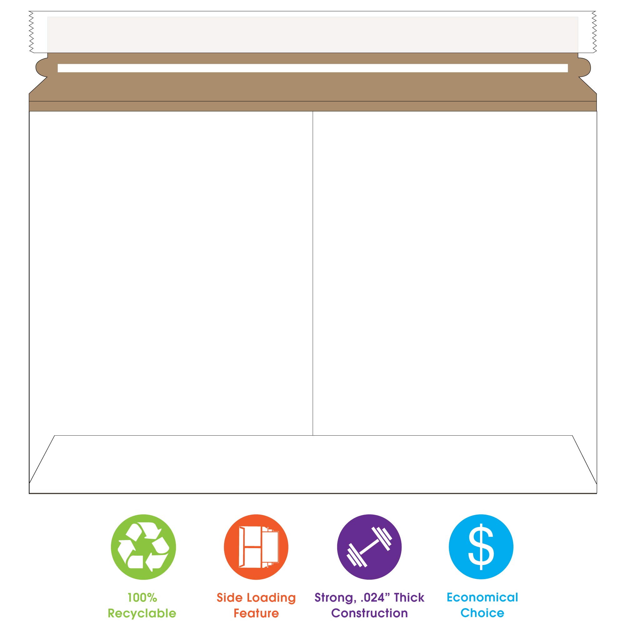 Aviditi 9 x 6 Inch White Side Loading Stayflats Lite Mailers - Perfect for Shipping Documents, Photos & Small Items | Durable & Lightweight Mailing Envelopes