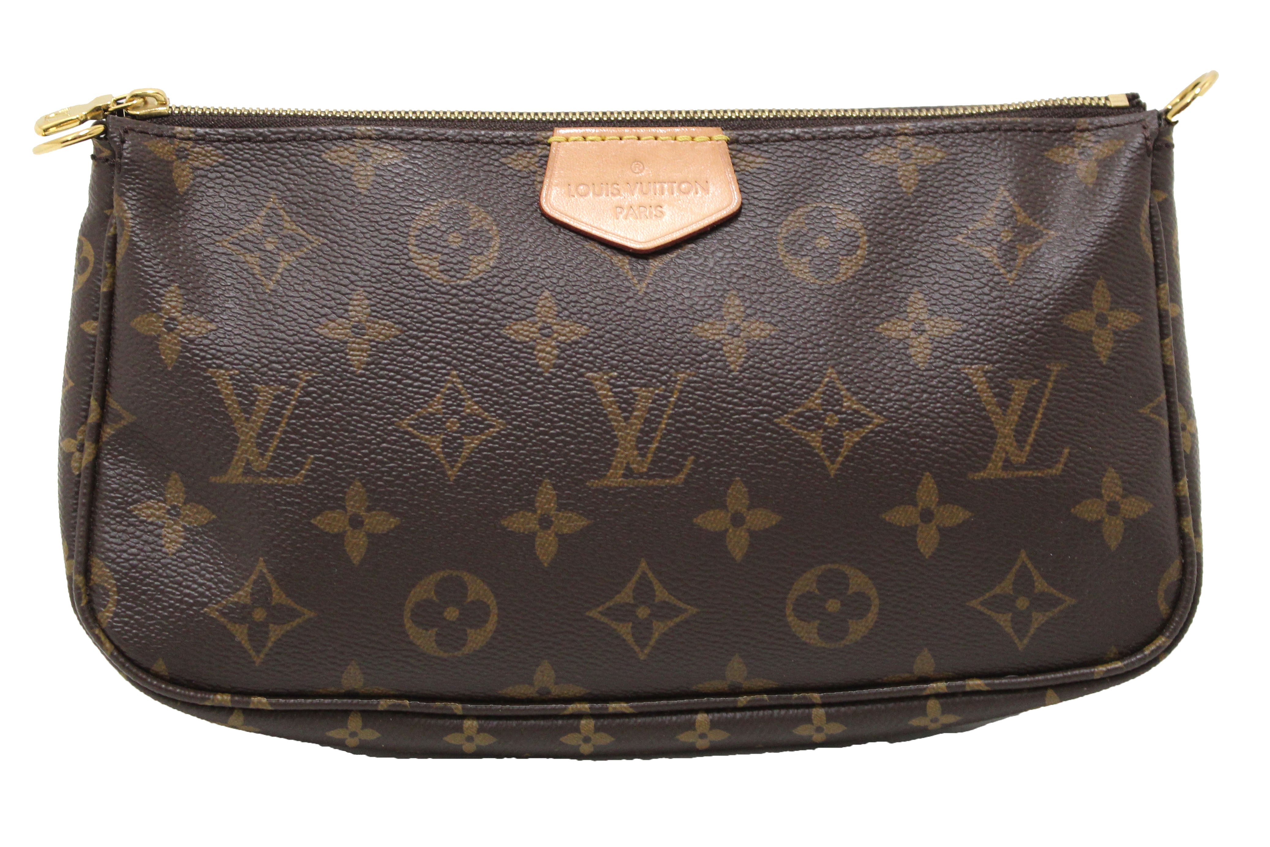 Authentic Louis Vuitton Monogram Multi Pochette Accessories Bag with Light Pink Strap - Luxury Crossbody Bag for Women, Perfect for Date Night, Travel & Everyday Use