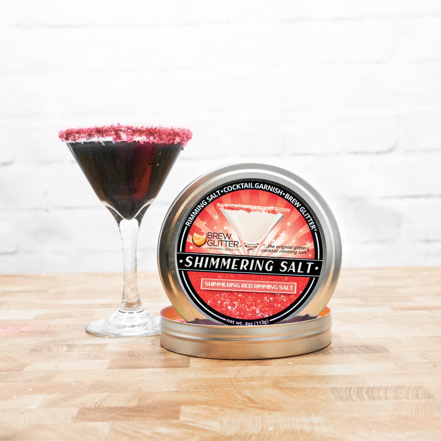 Edible Glitter for Cocktails - Brew Glitter Shimmering Red Rimming Salt (1LB Resealable Bag) | Perfect for Margaritas, Martinis & Drink Garnishes | Food Safe Sparkle for Beverages & Desserts