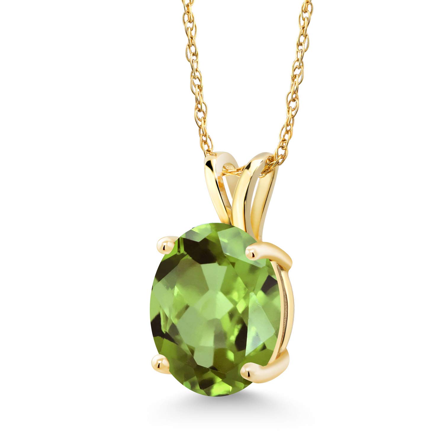 14K Yellow Gold 10x8mm Oval Birthstone Pendant Necklace for Women - 18