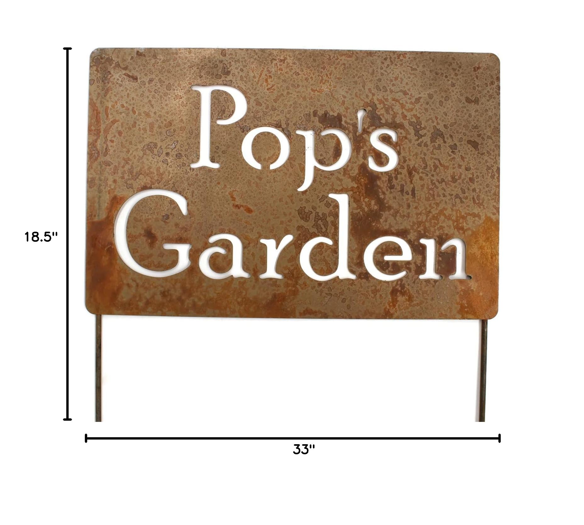 Personalized Family Name Gift Garden Stake - 20 to 33 Inches Tall (Pop's Garden, XL 33