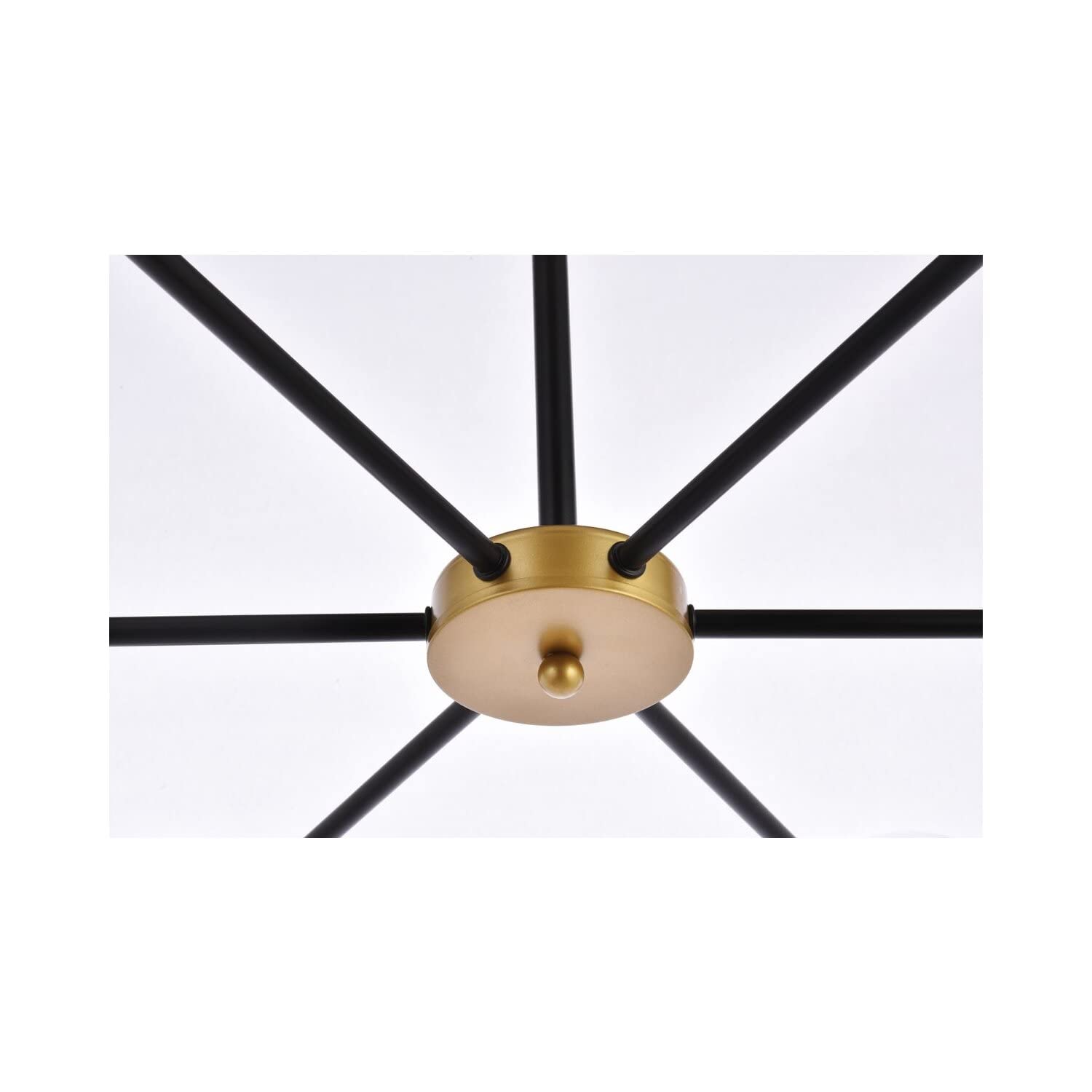 Briggs 6-Light Black and Brass Metal Pendant with White Shade - Modern Ceiling Lighting for Dining Room, Kitchen Island & Living Room
