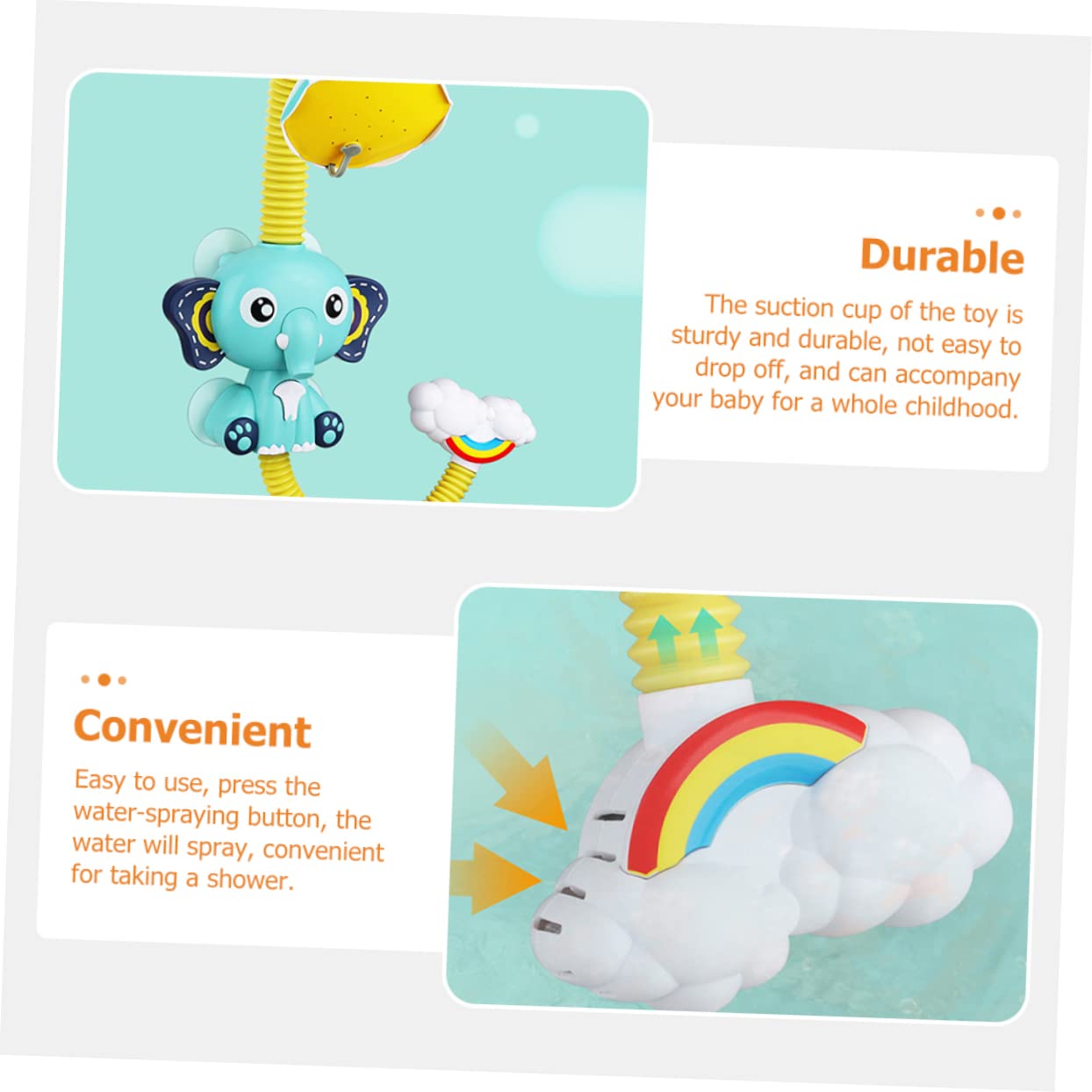 FAVOMOTO 2-Pack Electric Elephant Bath Toys with Sprayer - Fun Shower Head for Kids, Water Play Toy for Bathtime & Pool Parties - BPA-Free Plastic Baby Bath Accessories