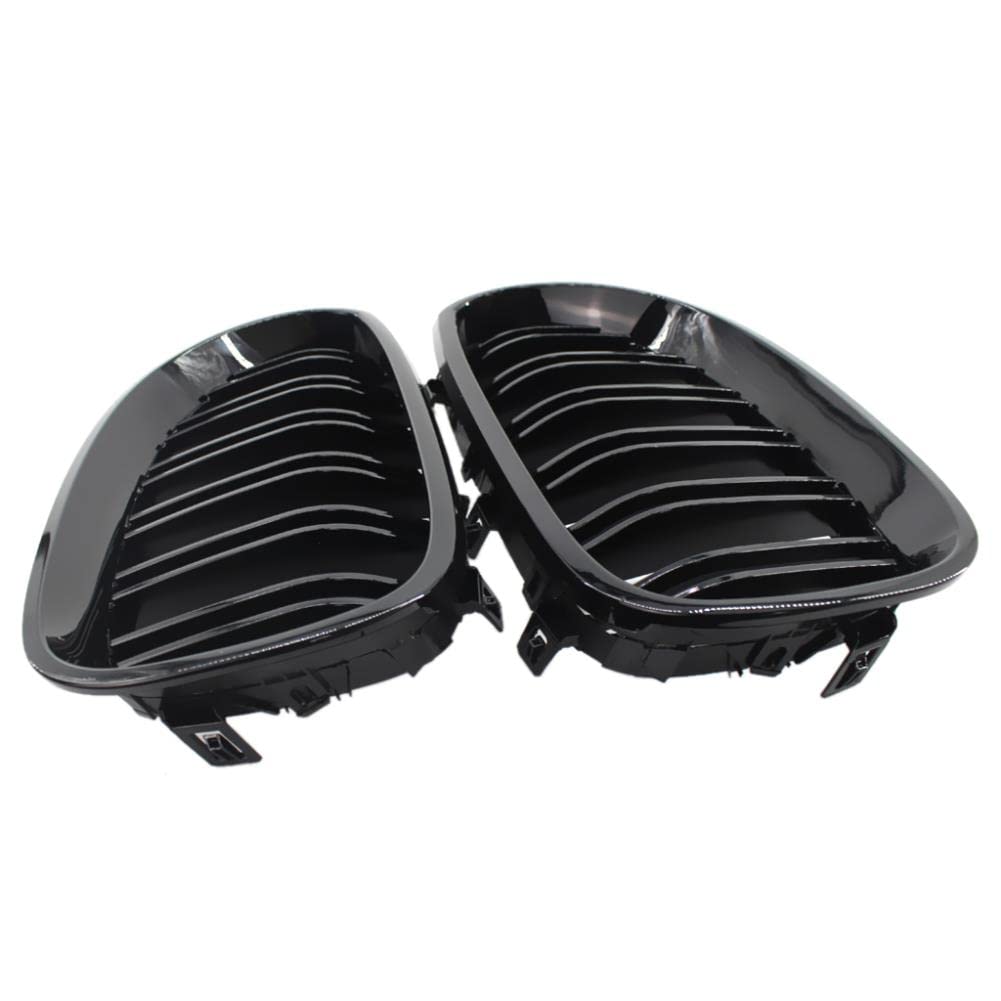 FANIUJU Front Bumper Grille Mesh Grill Cover 2PCS Glossy Black for BMW E60 E61 2004-2009 | High-Quality Automotive Body Parts | Perfect Upgrade for Car Exterior Styling & Protection