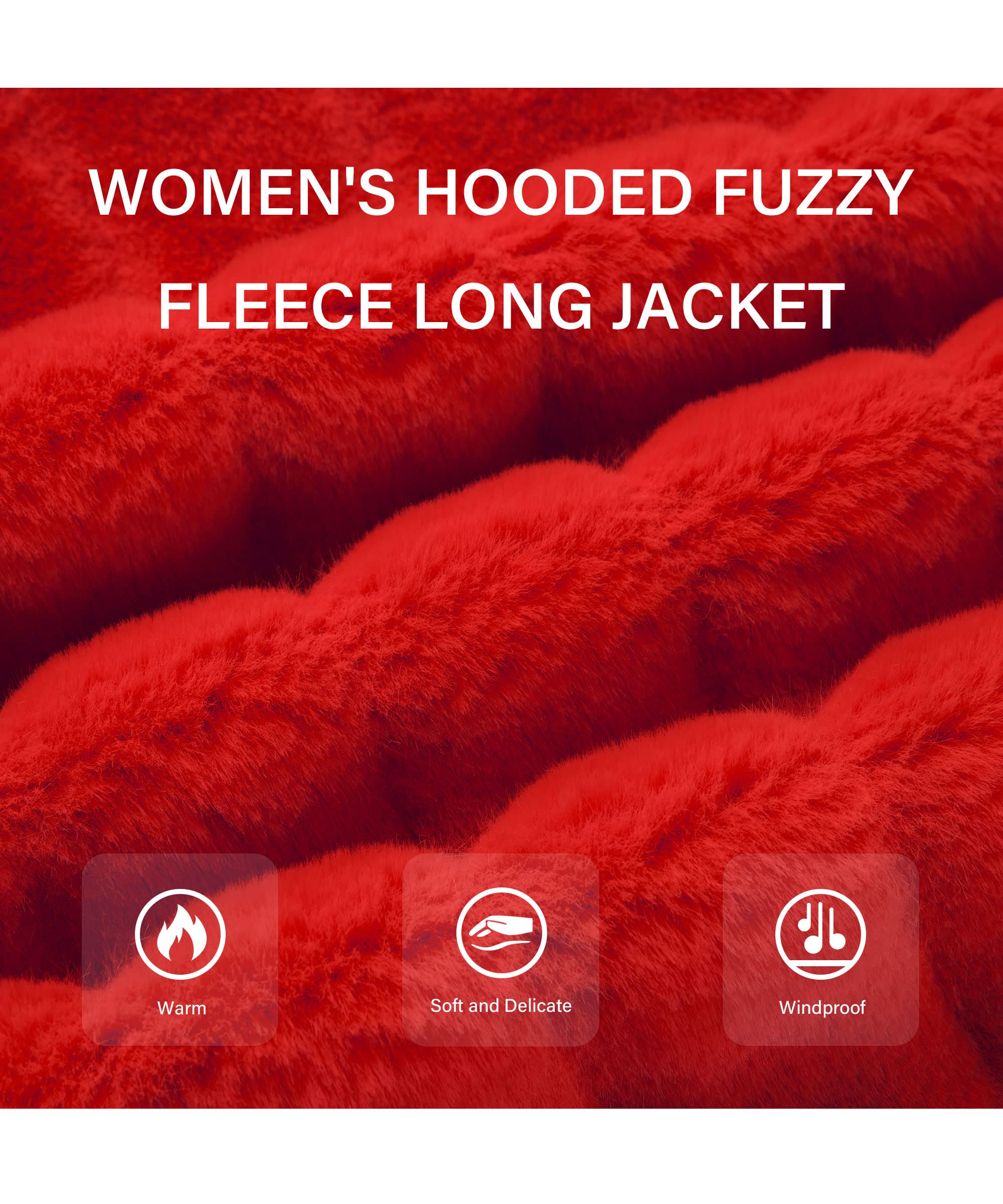 RISISSIDA Women's Long Faux Fur Coat - Fuzzy Winter Jacket with Hood, Warm Overcoat for Fall & Winter | Perfect for Cold Weather, Outdoor Activities & Fashion Layering