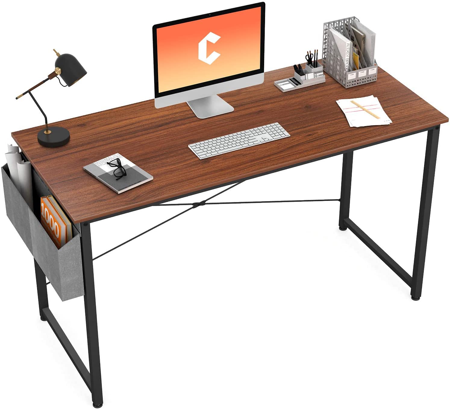 Cubiker 47 Inch Computer Desk - Modern Home Office Writing Study Desk with Storage Bag, Walnut Finish | Perfect for Small Spaces, Gaming & Remote Work