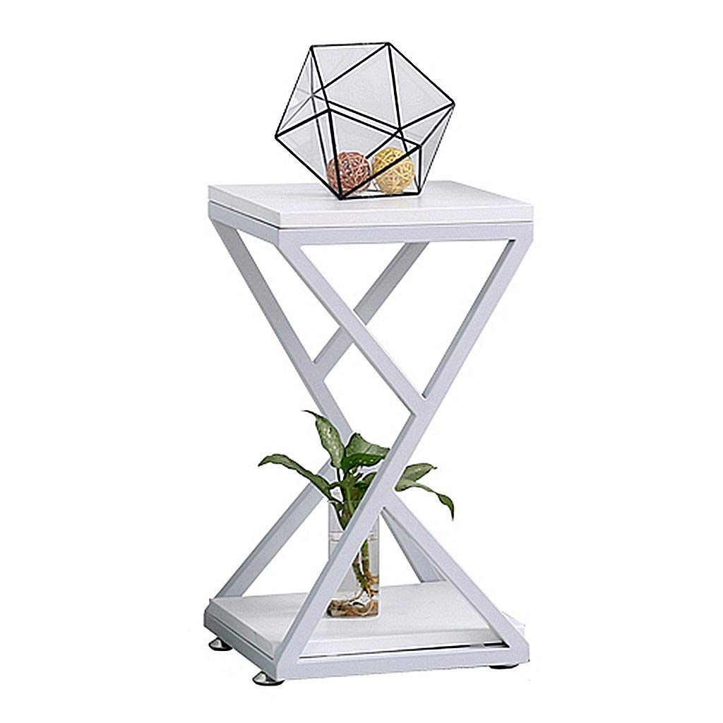 Metal Plant Stand for Indoor & Outdoor Use - Non-Slip Flower Stand for Balcony, Garden, Terrace - White 30.5x51cm Home Decor Shelf - Perfect for Houseplants, Succulents & Decorative Displays