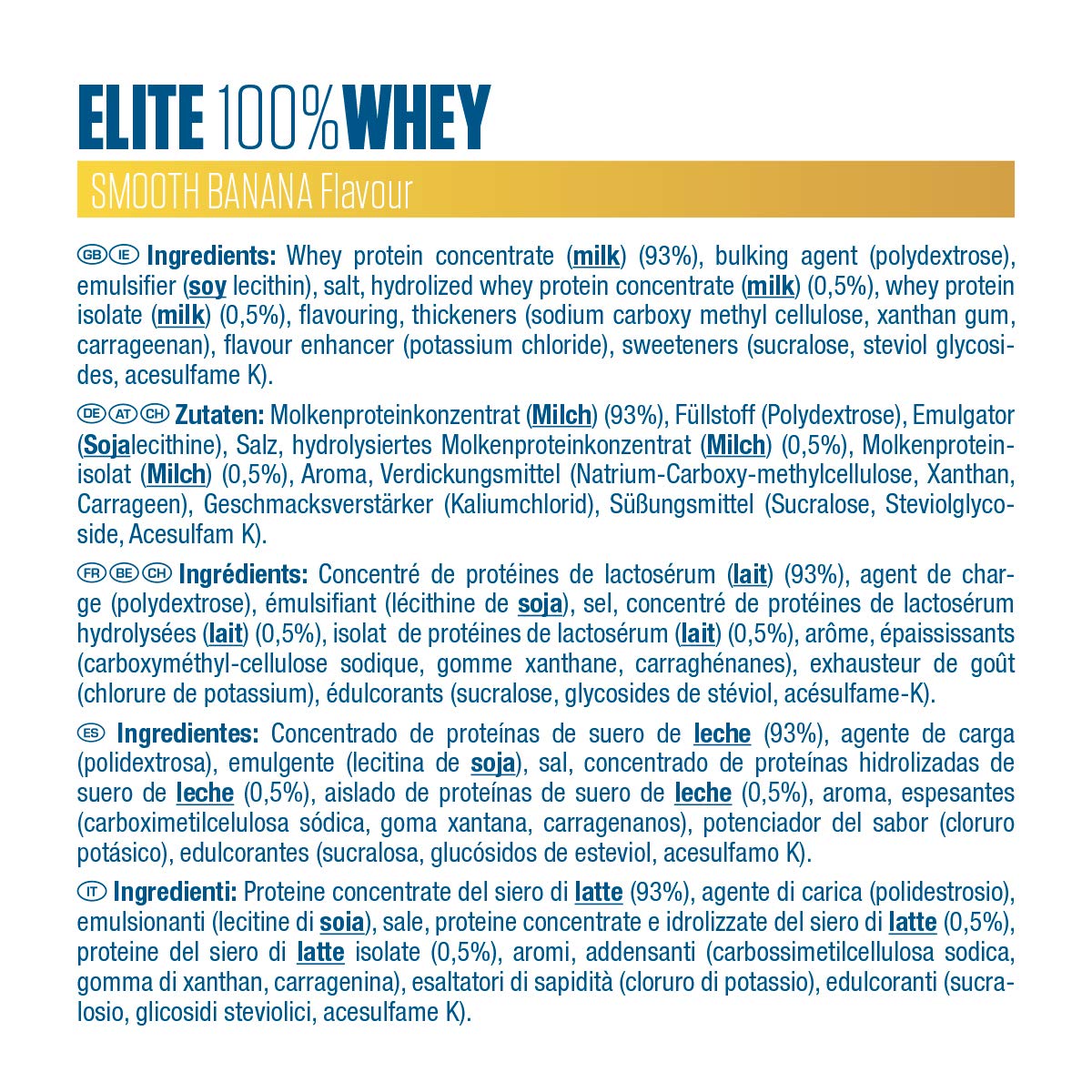Dymatize Elite Whey Protein Powder - Smooth Banana Flavor 2.1kg (4.63lb) | High Protein, Low Sugar, BCAAs Supplement for Muscle Recovery & Post-Workout Nutrition
