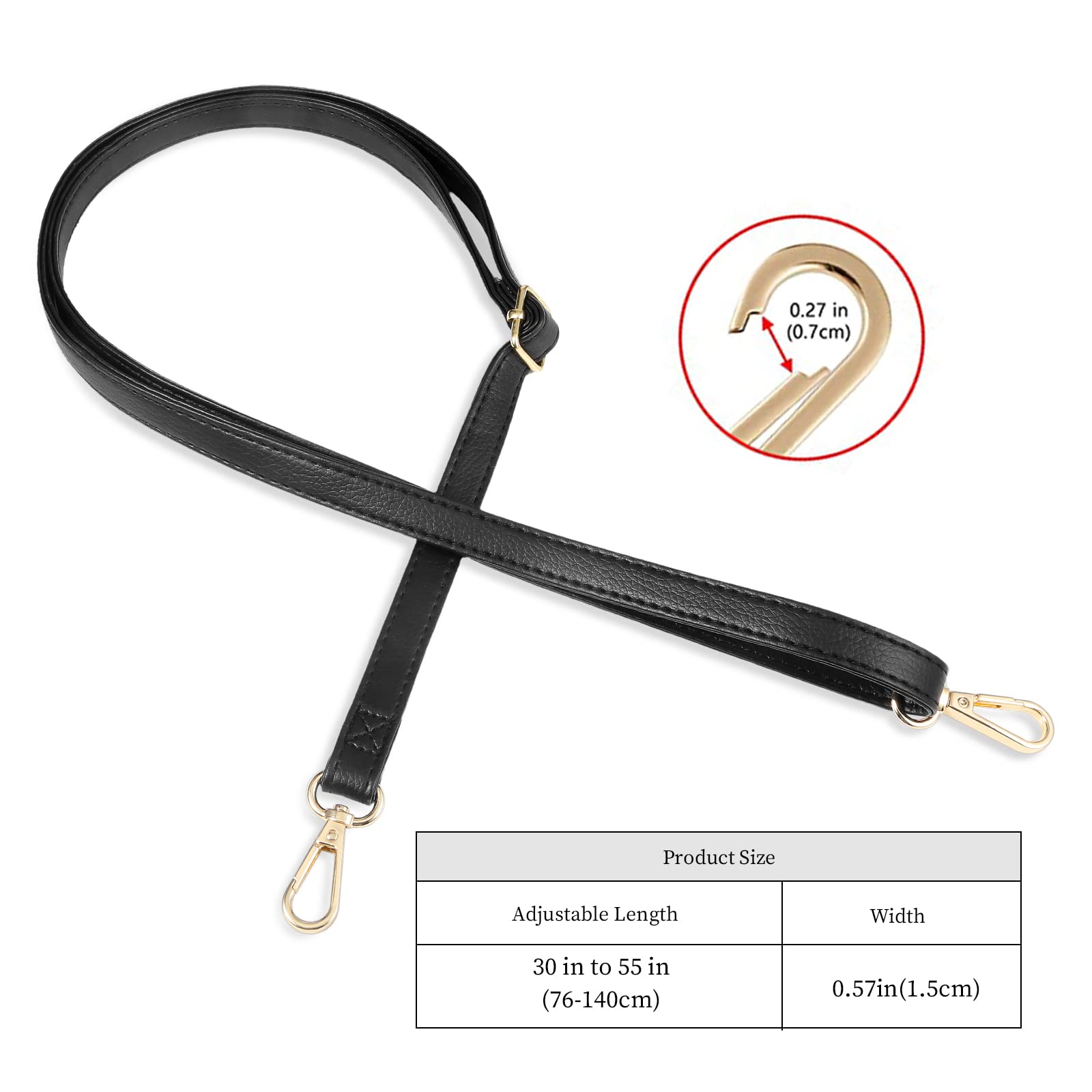 Premium Adjustable Leather Crossbody Purse Strap Replacement (30-55 Inch) - Versatile for Handbags, Totes & Shoulder Bags - Perfect for Daily Use, Travel & Shopping