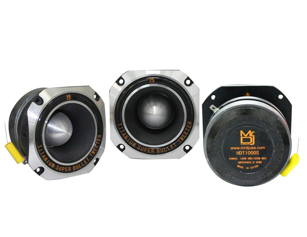 Mr. DJ HDT1000S 4-Inch 500W Titanium Bullet High Compression Tweeter Speaker - Chrome Finish for Professional DJ Equipment, Stage Performances & Car Audio Systems