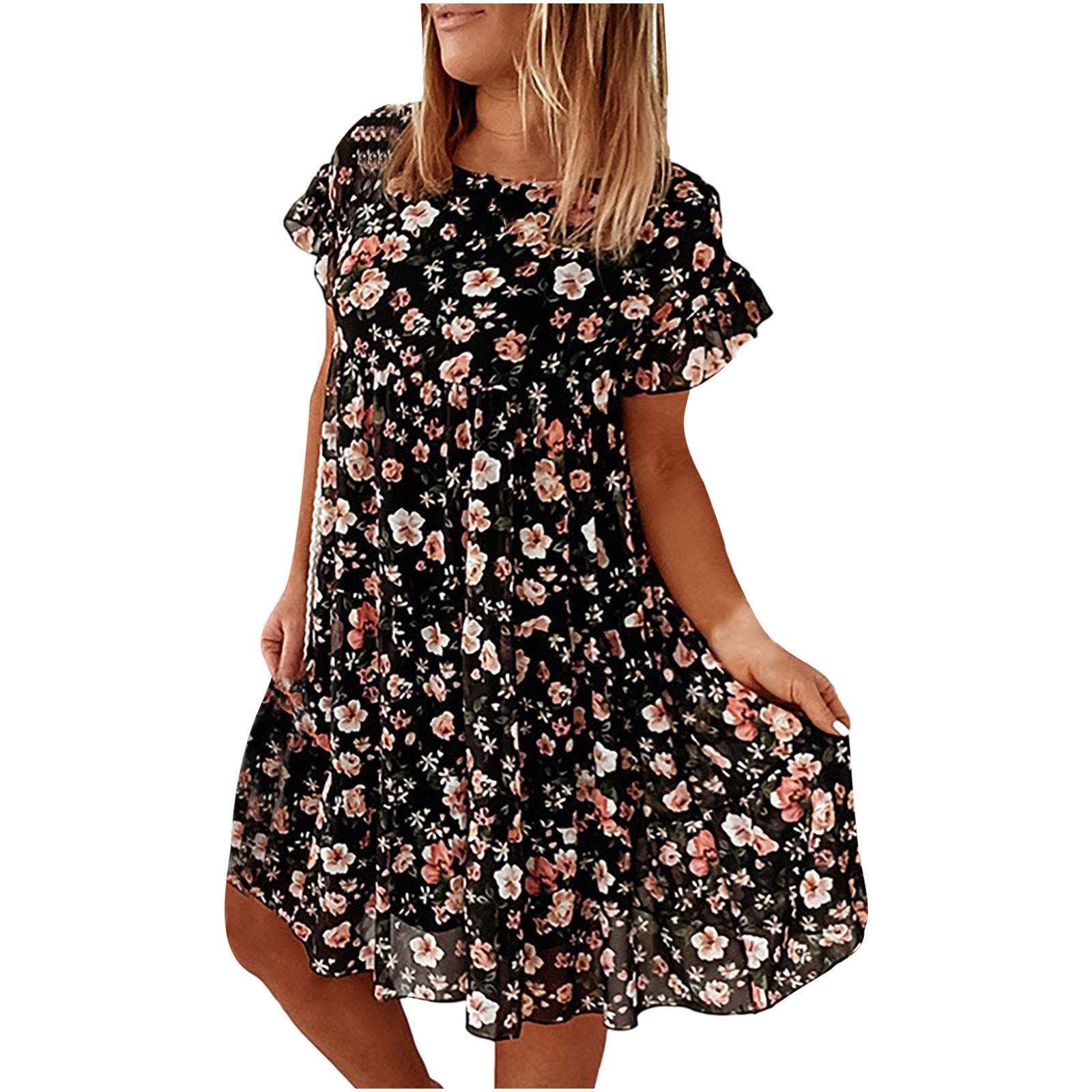 Women's Floral Print Peplum Swim Dress - Casual Long Swimwear for Beach & Vacation | Trendy 2022 Swimsuits for Pool, Resort & Summer Getaways