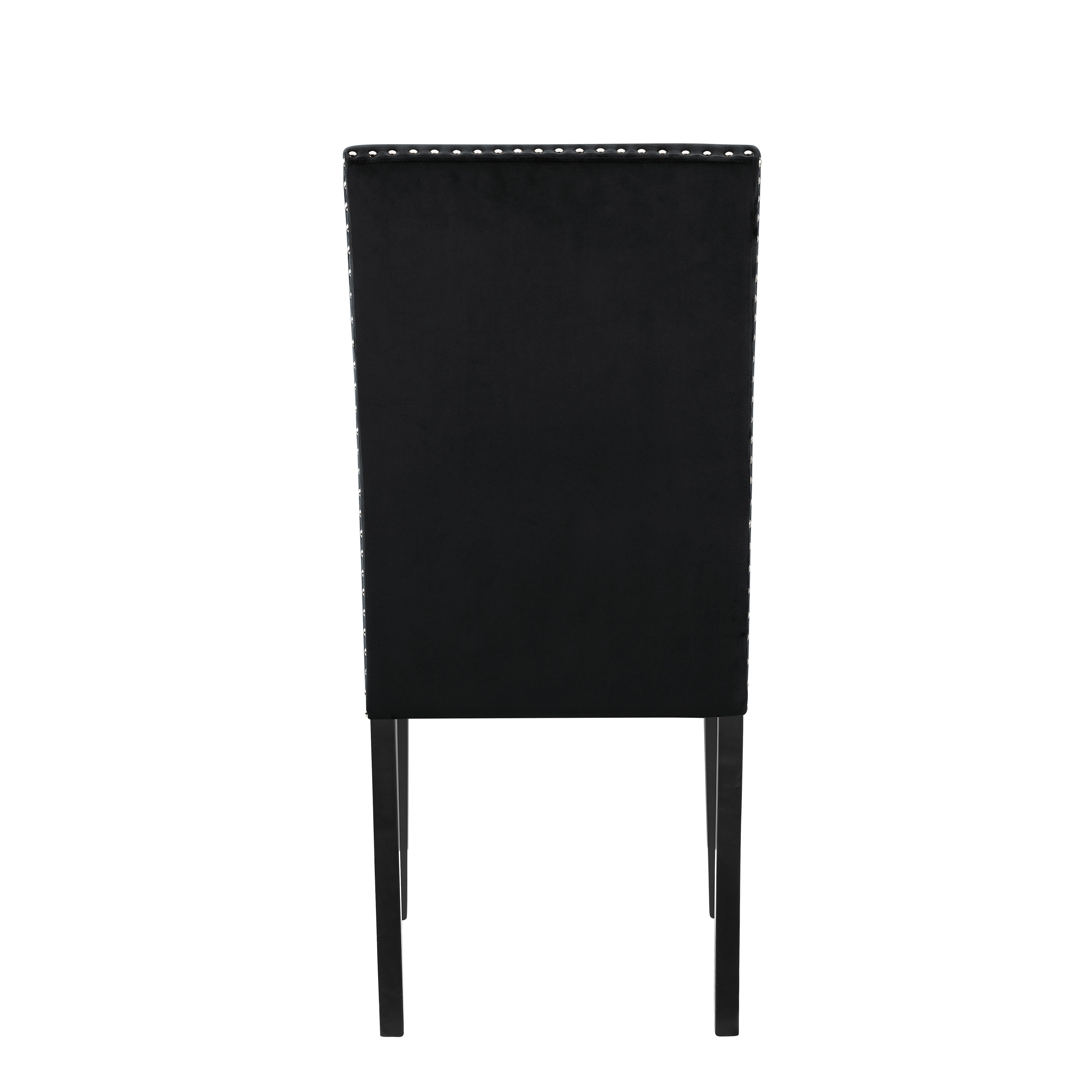 Roundhill Furniture Cobre Contemporary Velvet Dining Chairs with Nailhead Trim - Set of 2 Black Upholstered Chairs for Modern Dining Room, Kitchen, or Office Decor
